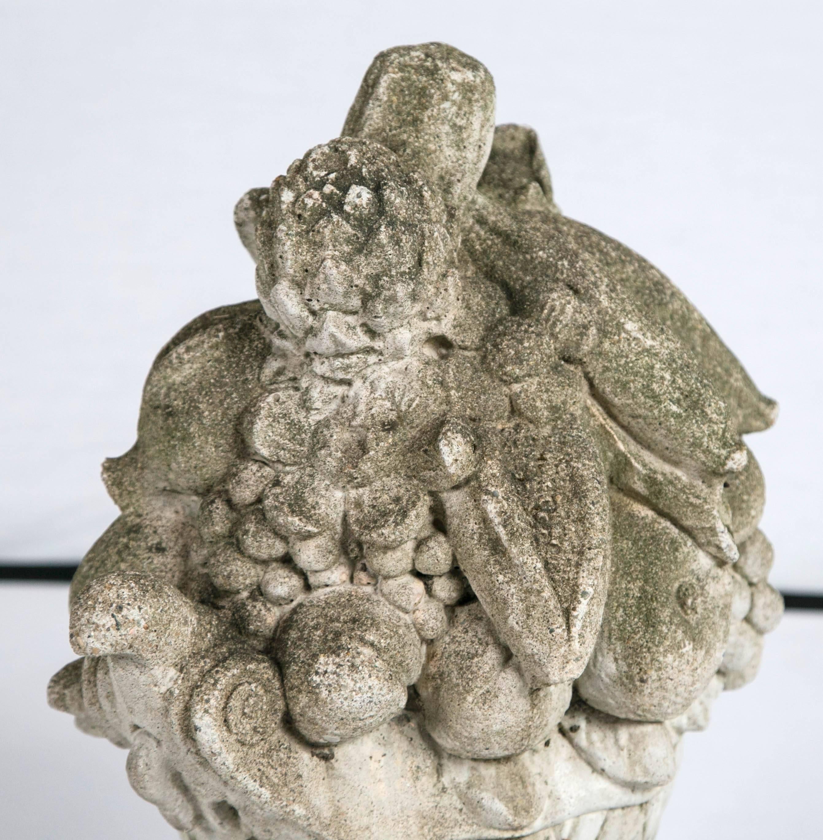 Cast Stone Garden Ornament, Basket of Fruit, circa 1920 In Good Condition For Sale In Chappaqua, NY