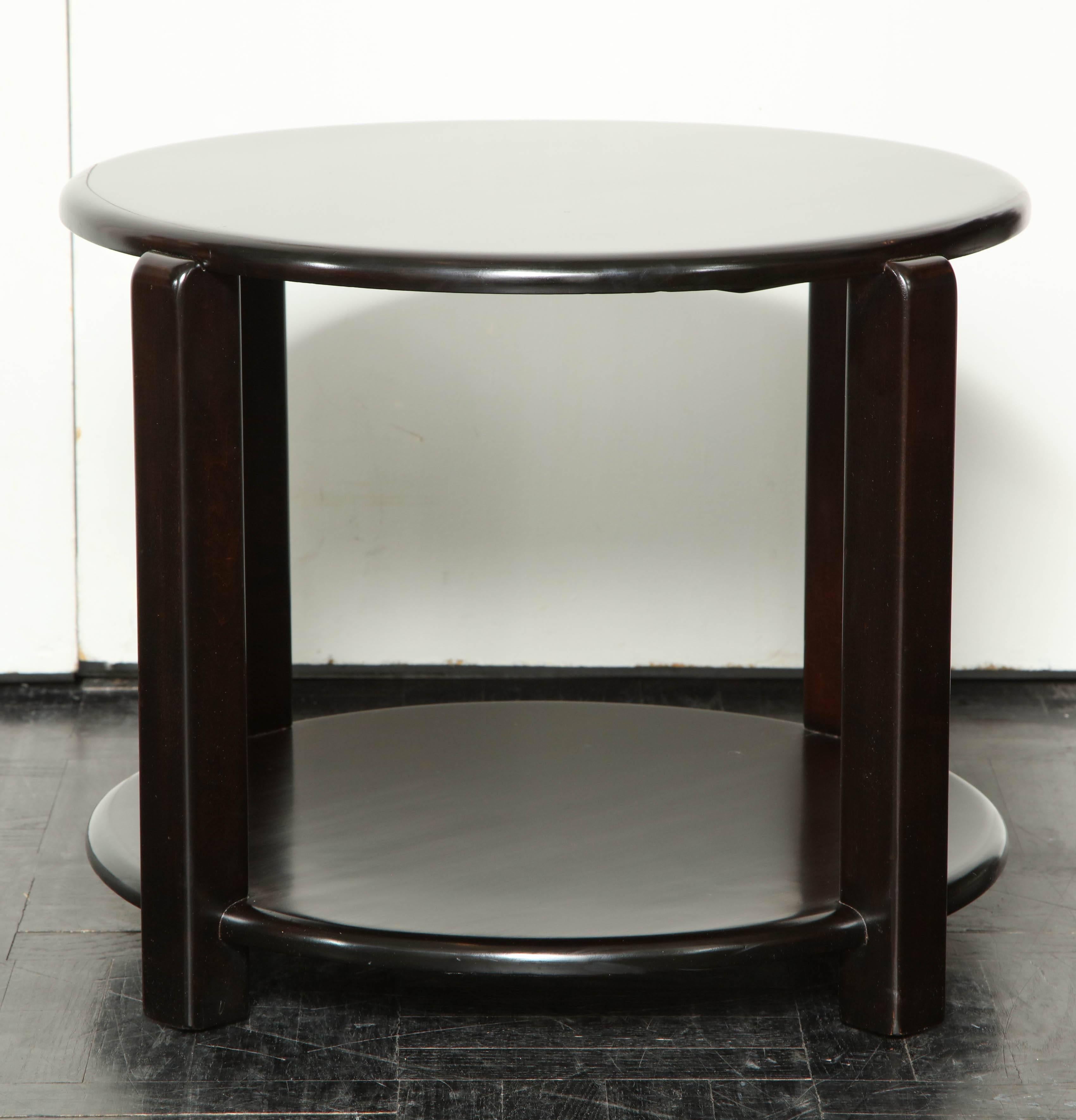 American Mid-20th Century Two-Tier Ebonized Walnut Circular Table For Sale