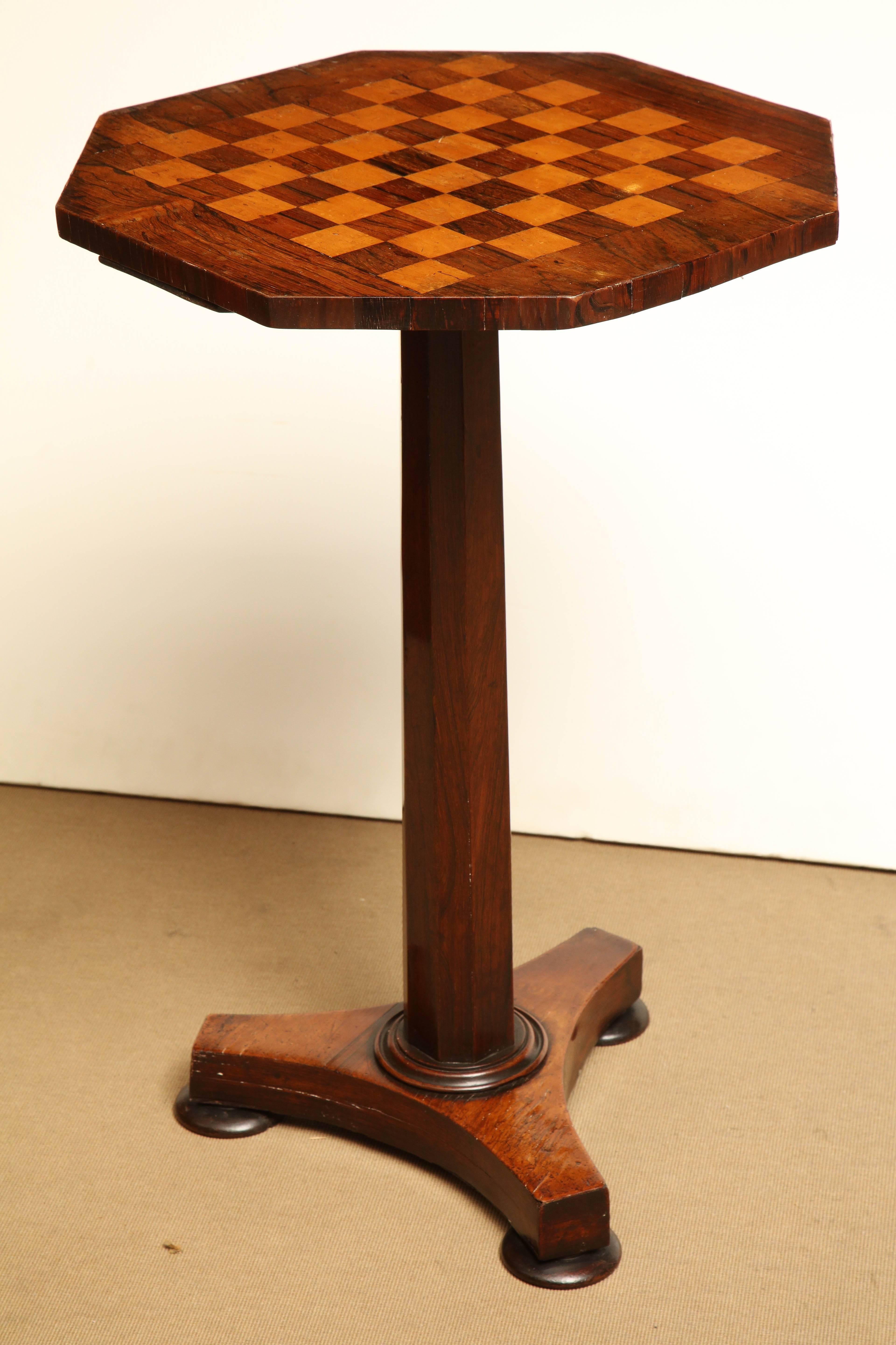 Mid-19th century English octagonal table with checkerboard top.