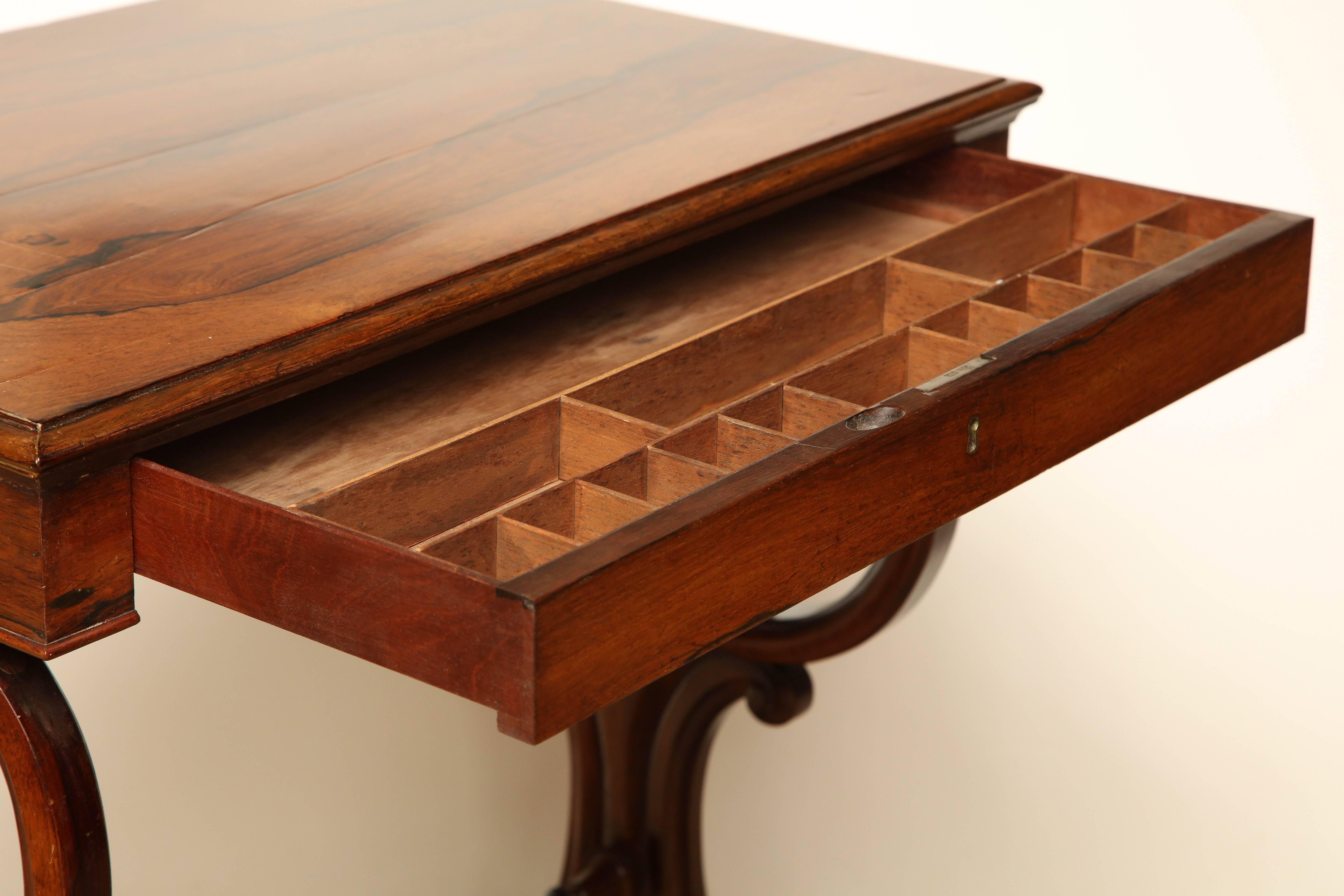 Mid-19th Century English Worktable with Fitted Drawer In Good Condition In New York, NY