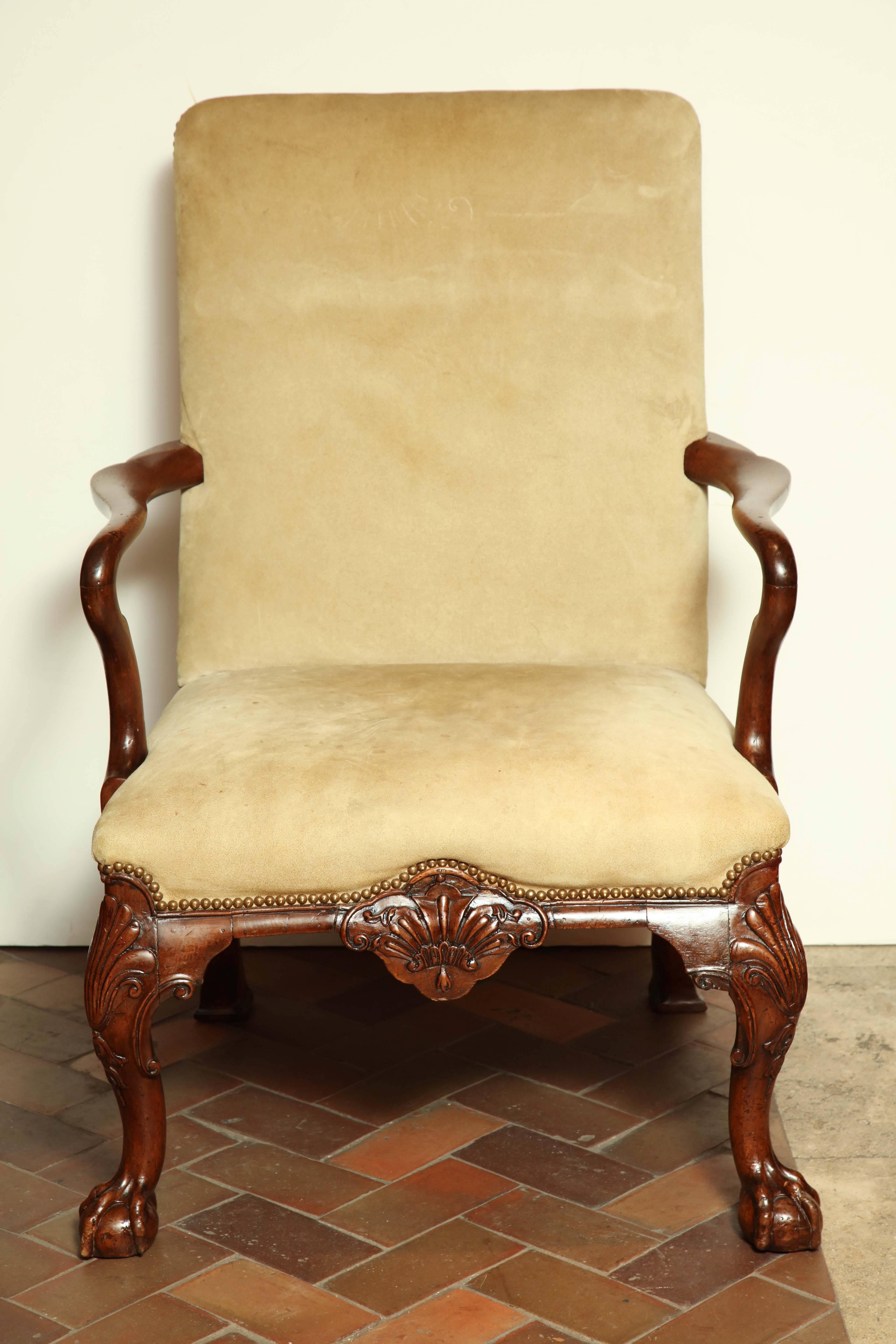 English Pair of George II Walnut Library Chairs