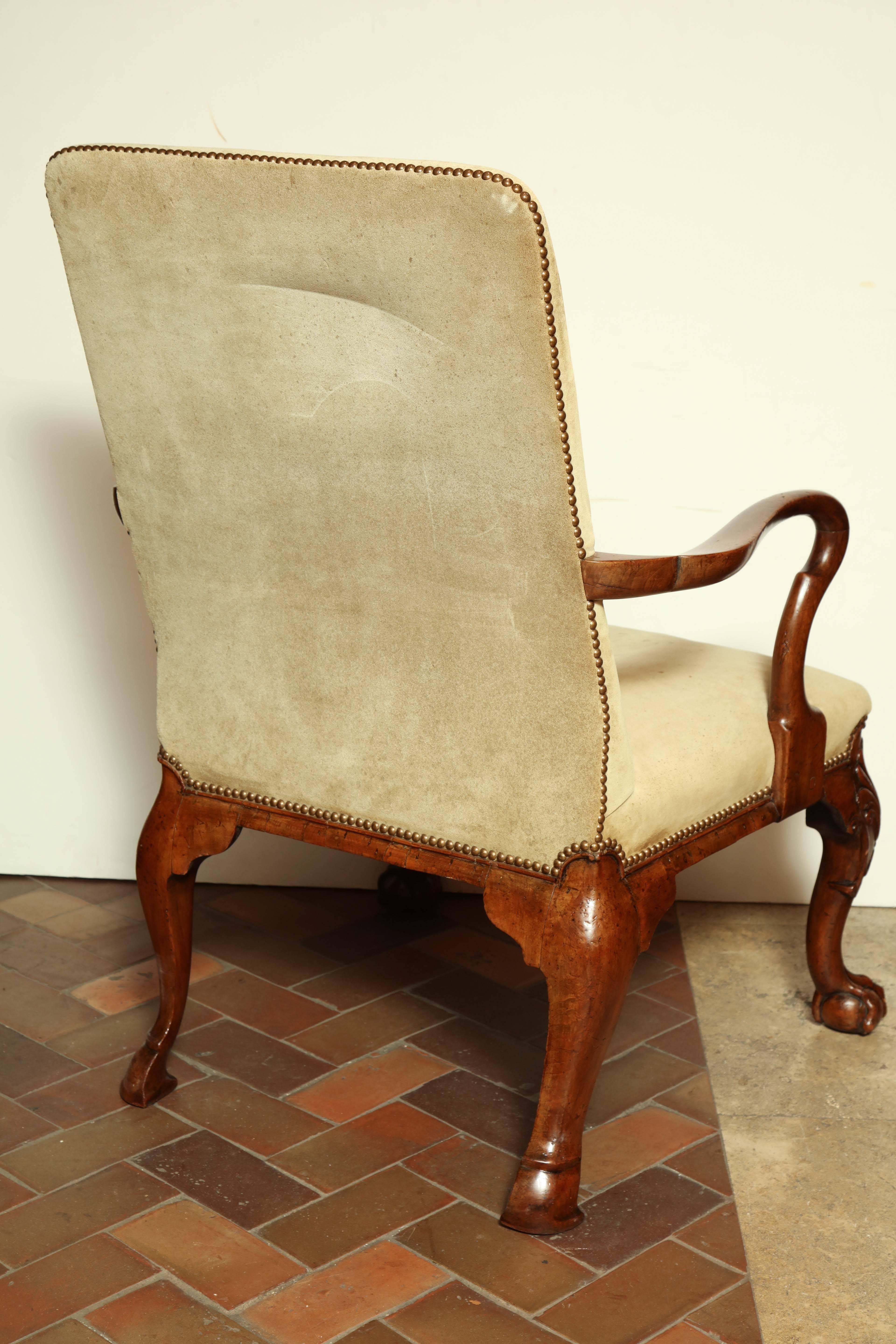 Pair of George II Walnut Library Chairs 3