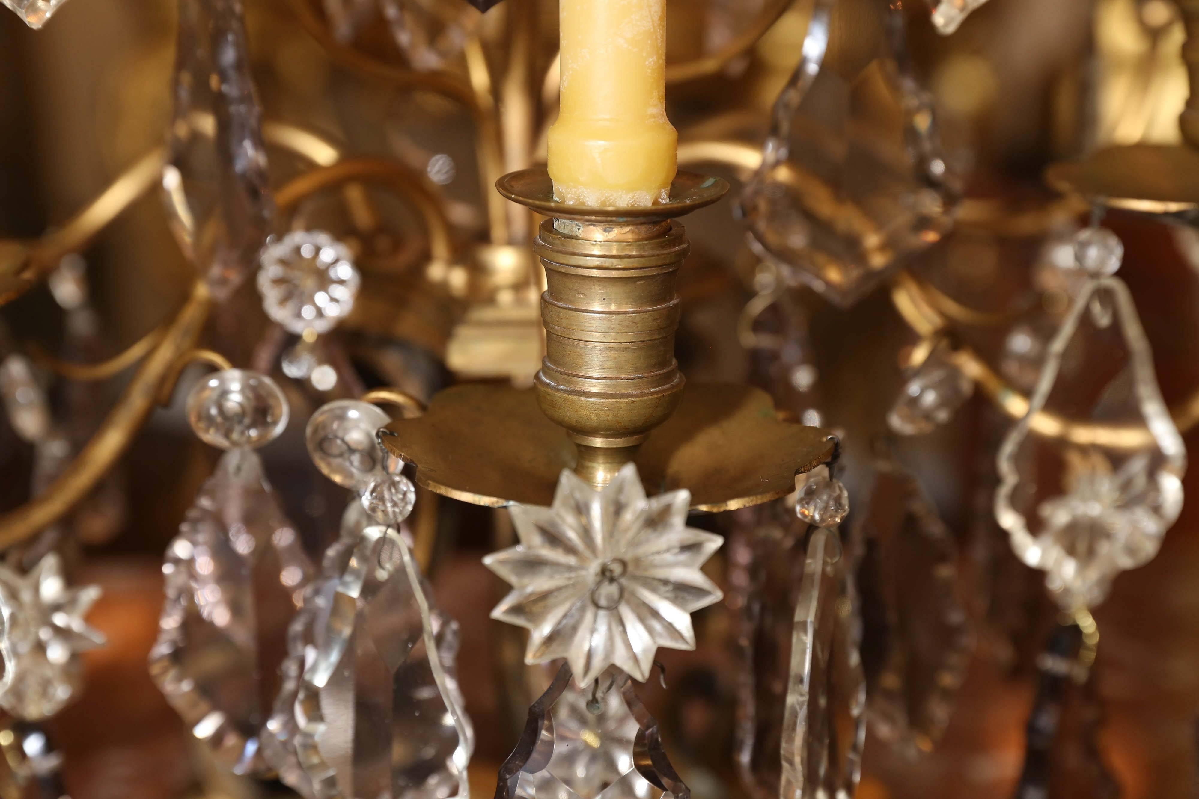 Pareja de Girondelas Antiguas Francesas con Cristal Ahumado, Transparente y Lavanda Bronce en venta