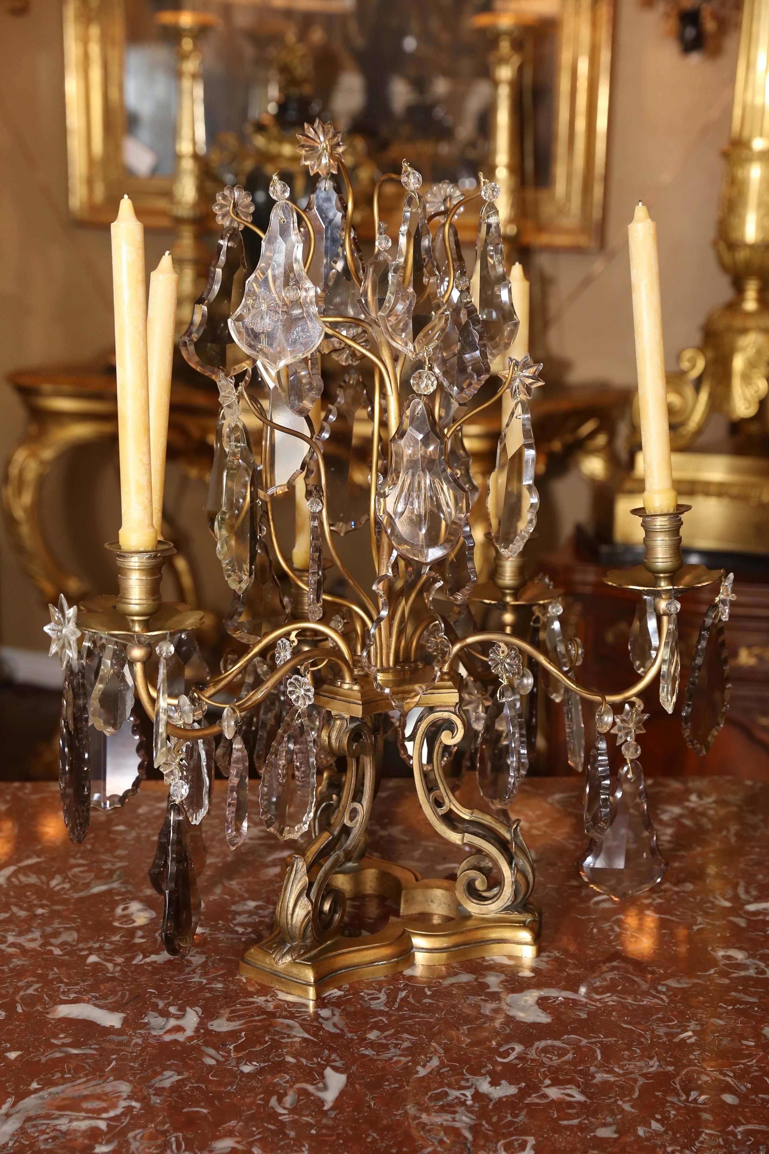 Pareja de Girondelas Antiguas Francesas con Cristal Ahumado, Transparente y Lavanda en venta 2