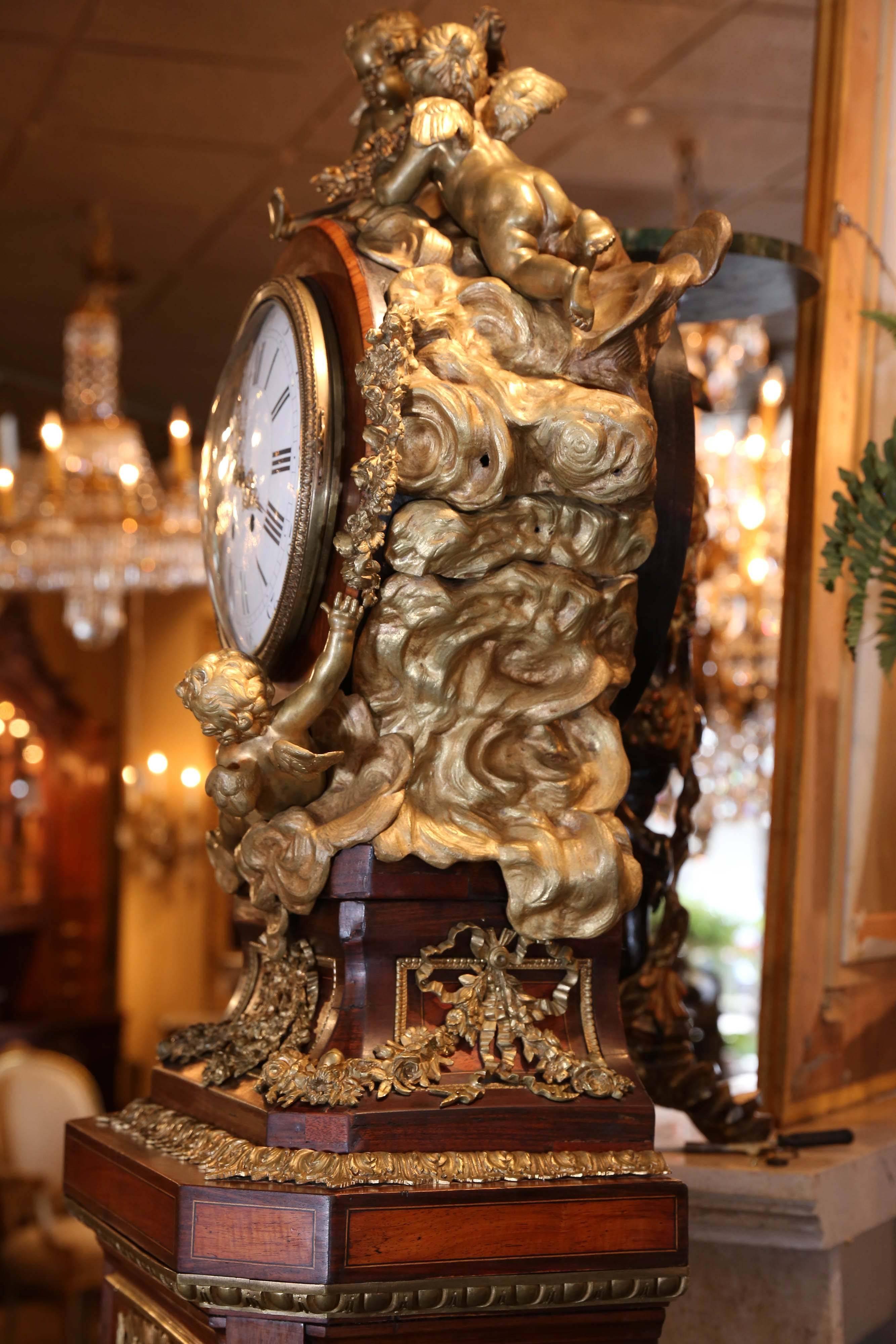 French Clock, circa 1870, Rosewood and Kingwood with Bronze Dore Castings 3
