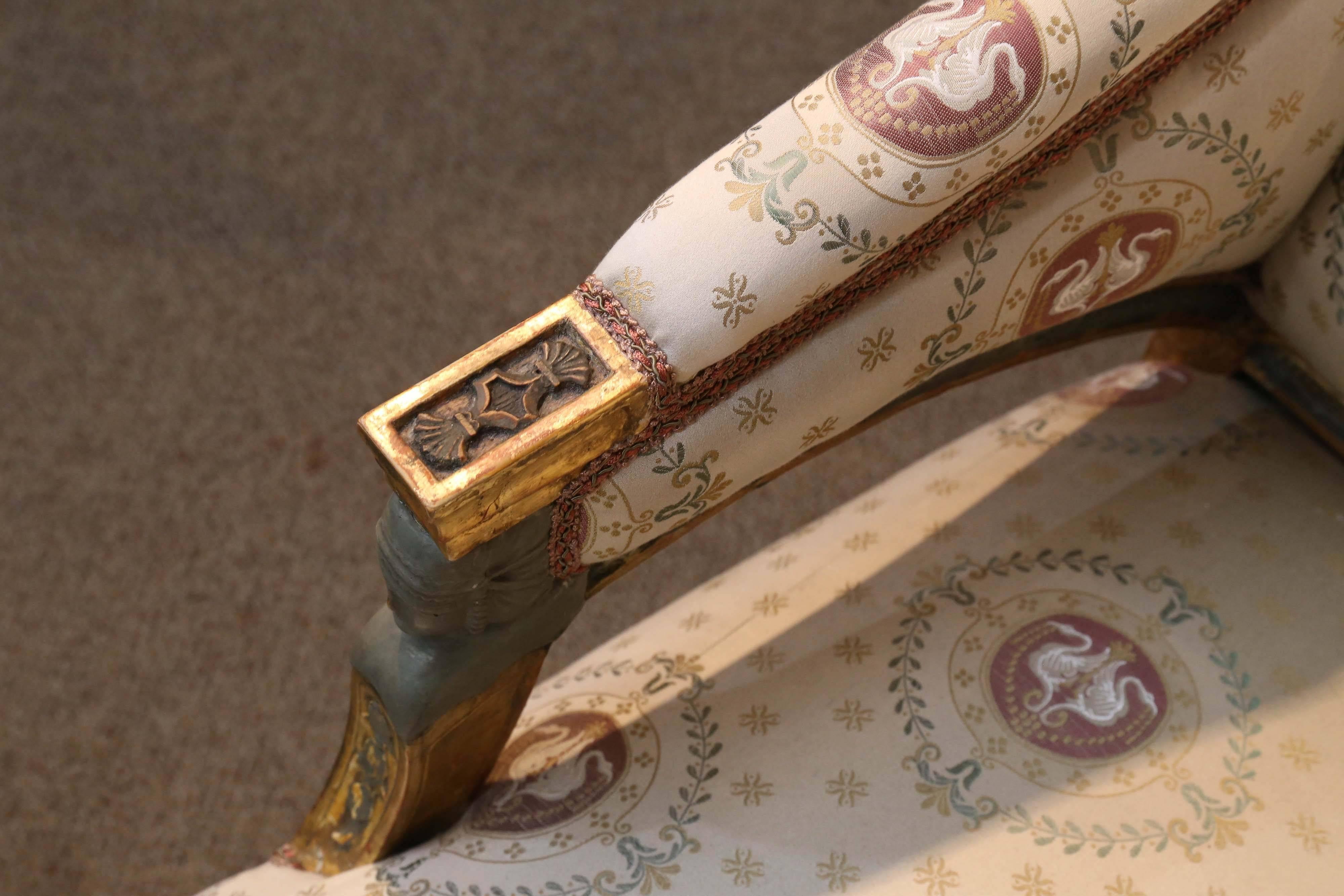 French Empire Settee Giltwood and Parcel Paint 4