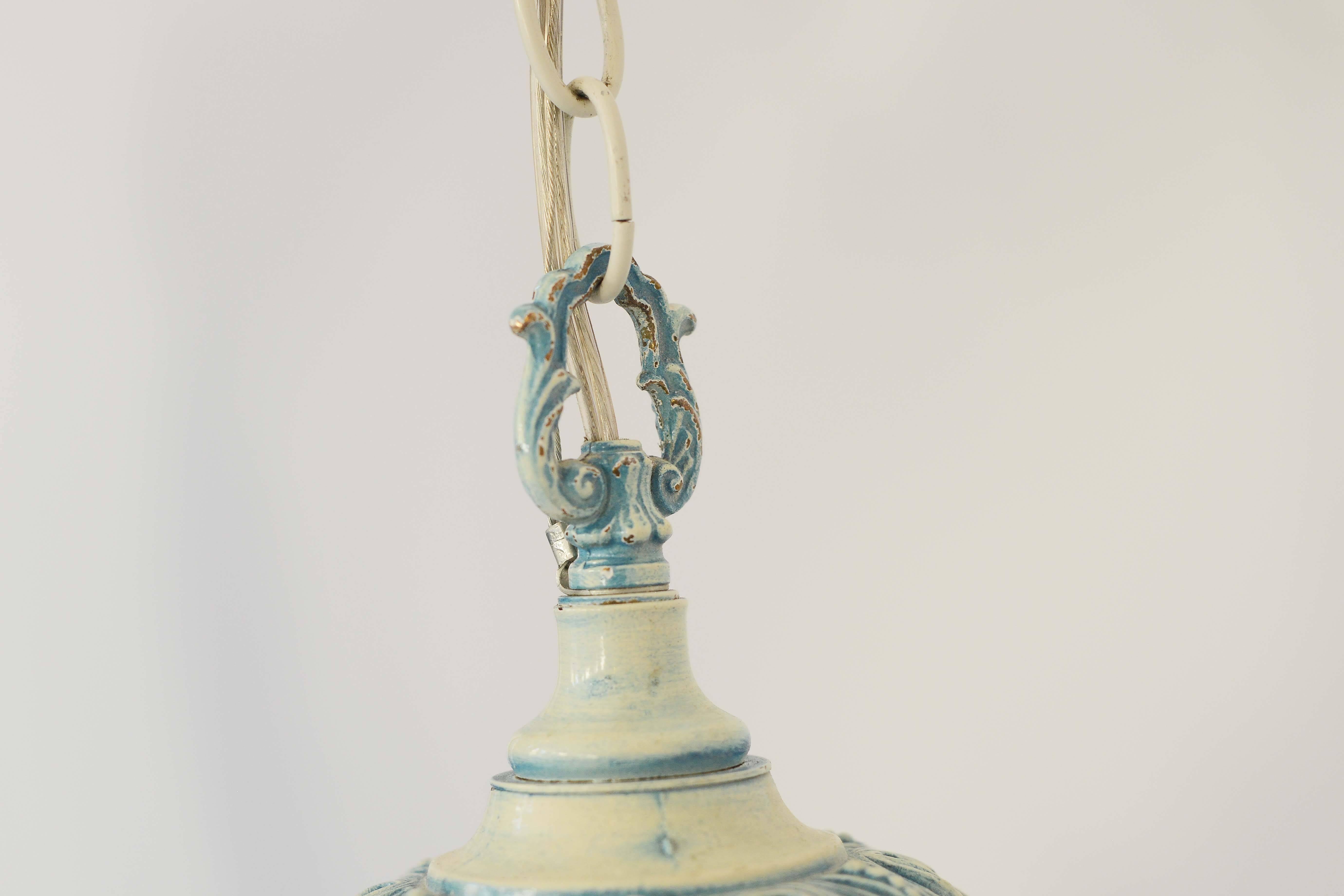 Mid-Century blue jeweled pendant light 1