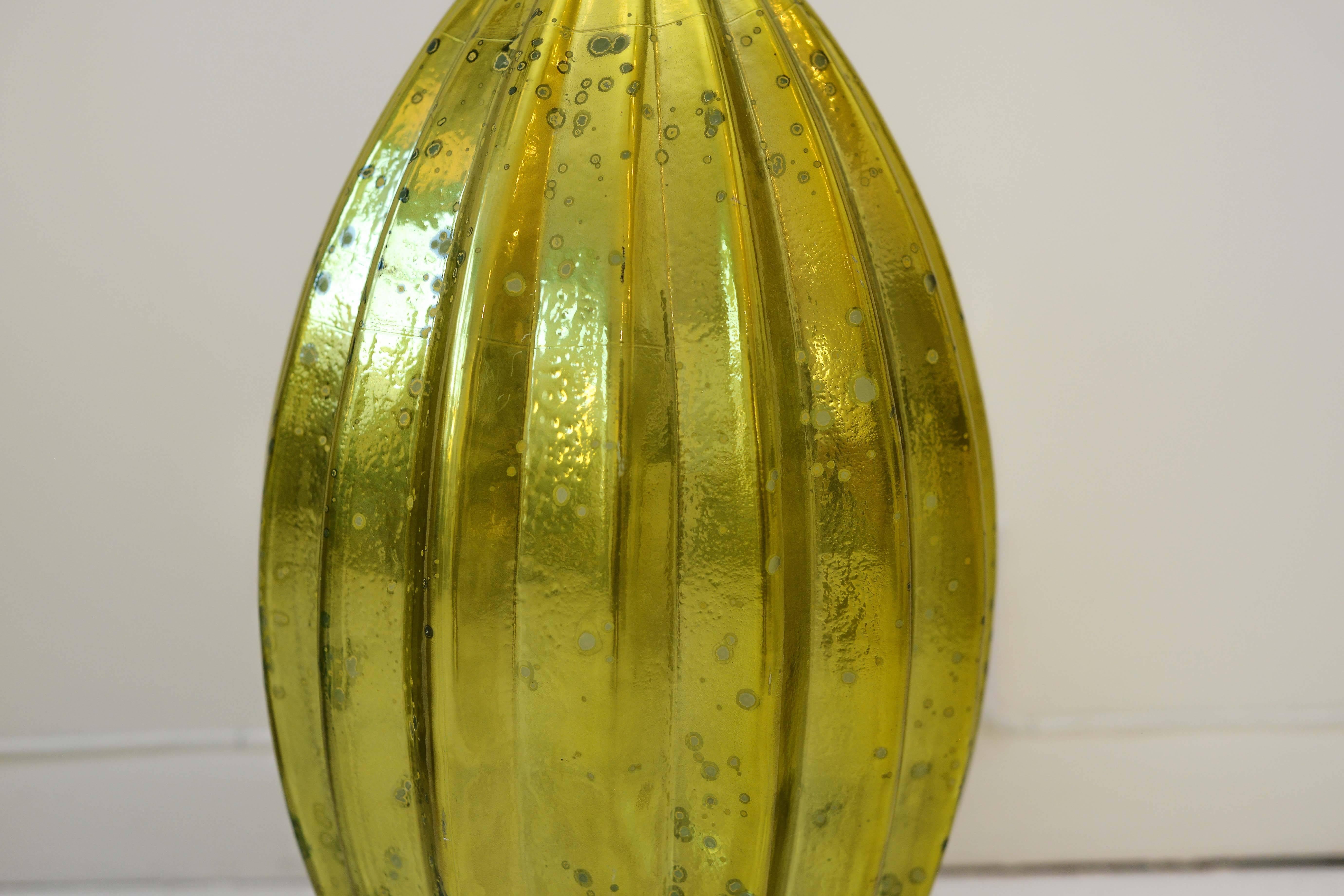 Italian Pair of Vintage Golden Glass Lamps