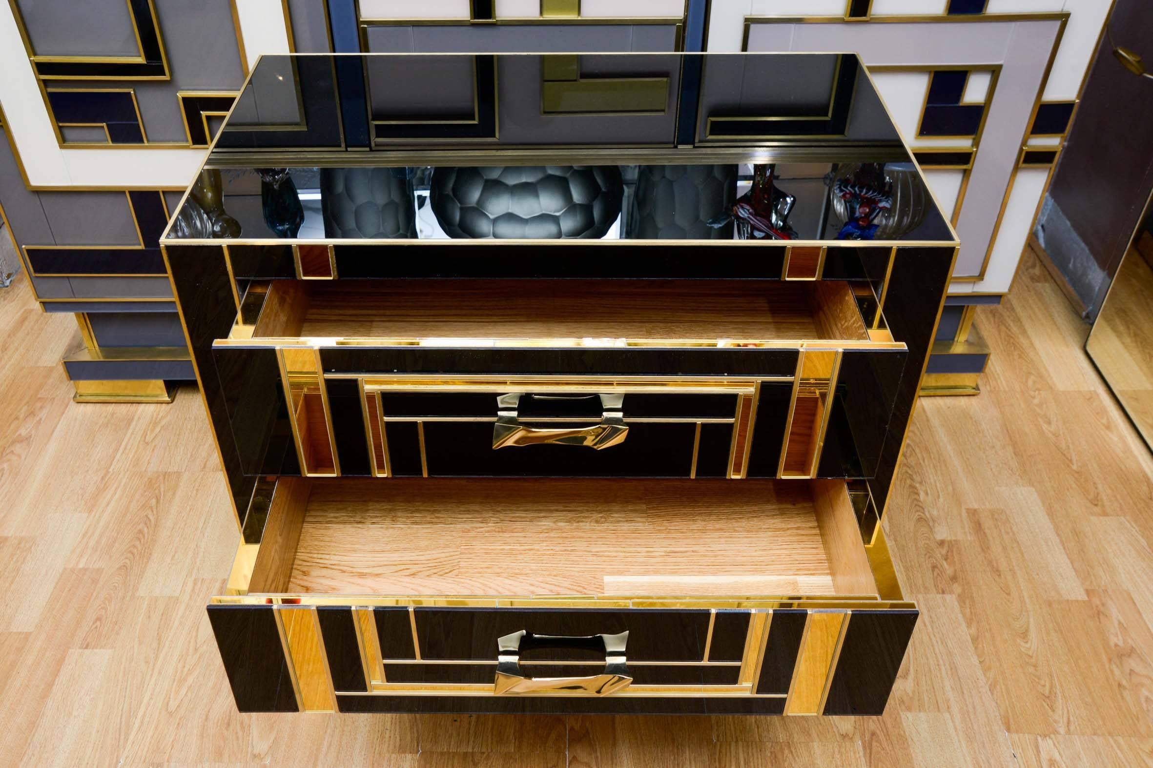 Contemporary Pair of Nightstands in Tinted Glass, Exclusive Design Made for Justine