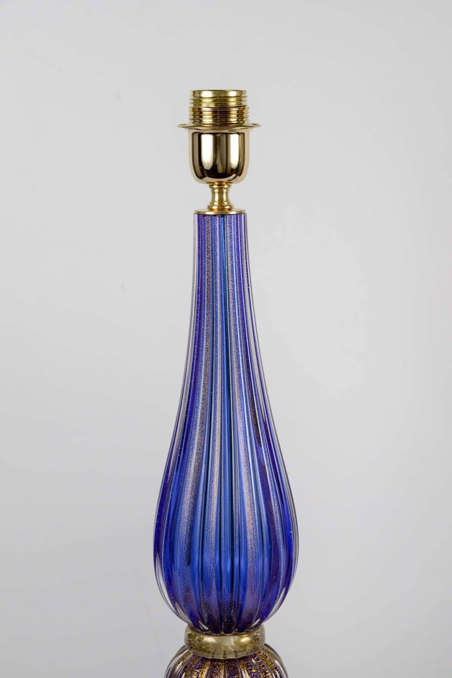 Italian Pair of Table Lamps in Murano Glass