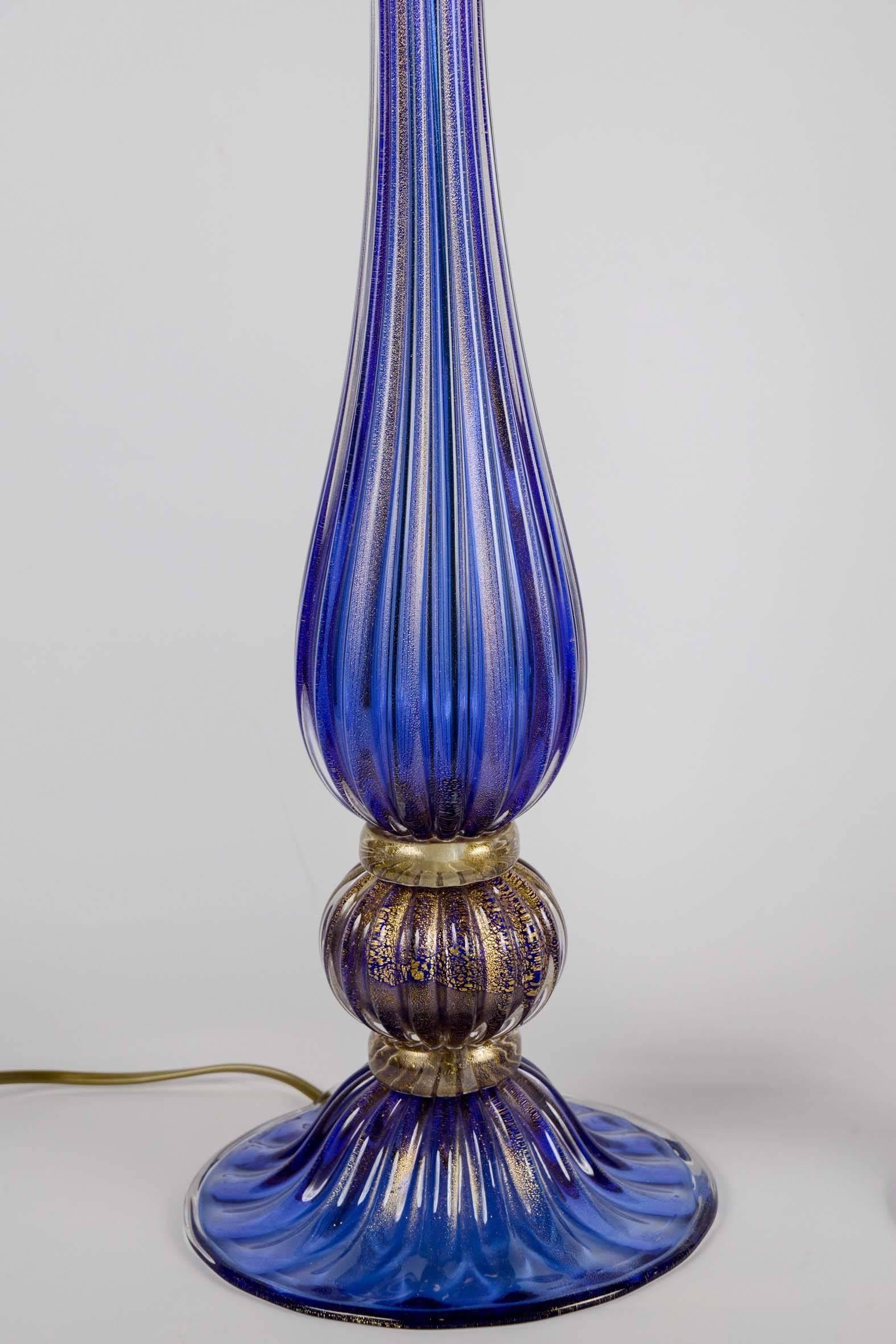 Pair of Table Lamps in Murano Glass In Excellent Condition In Saint ouen, FR
