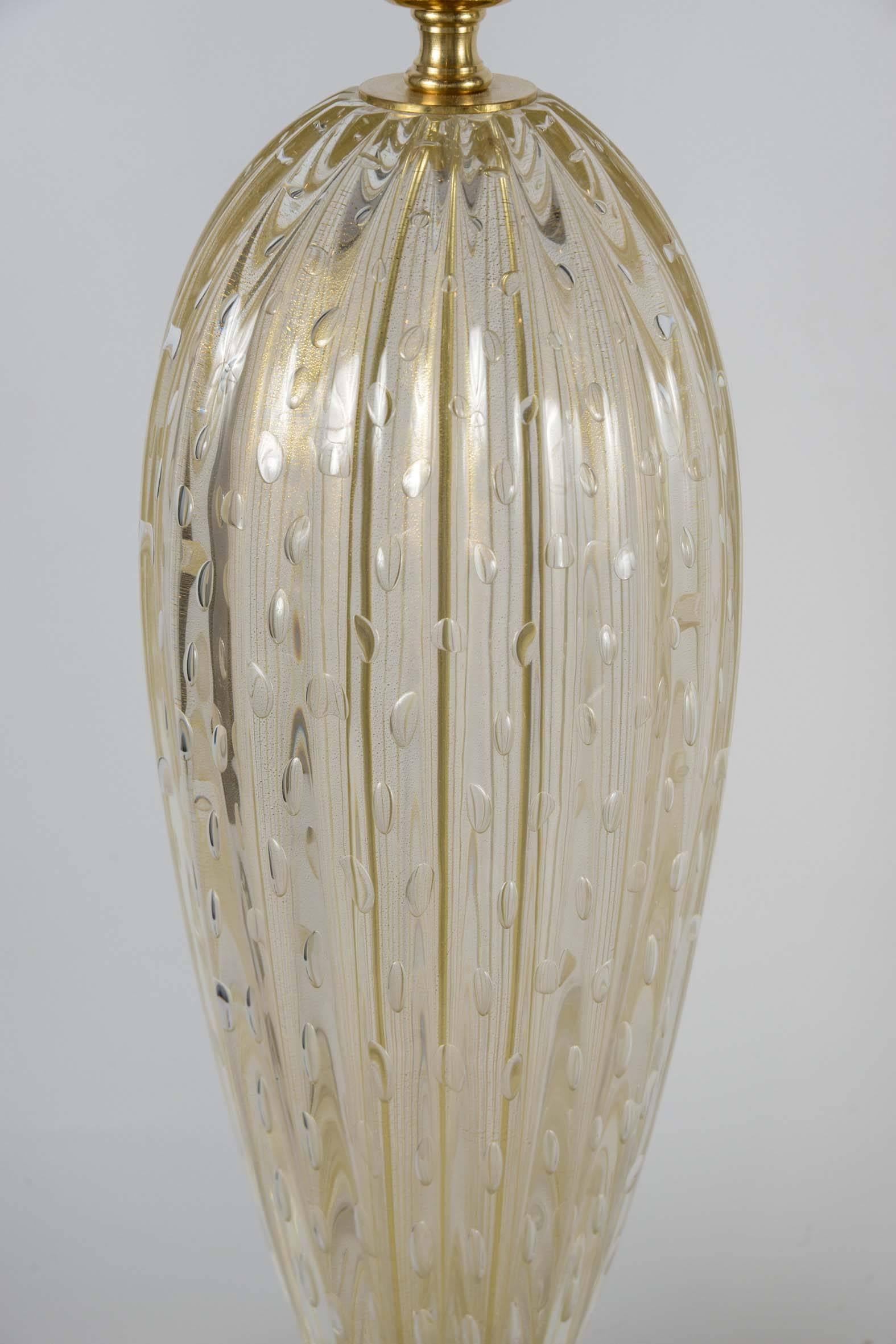 Pair of Table Lamps in Murano Glass Signed Toso In Excellent Condition In Saint ouen, FR