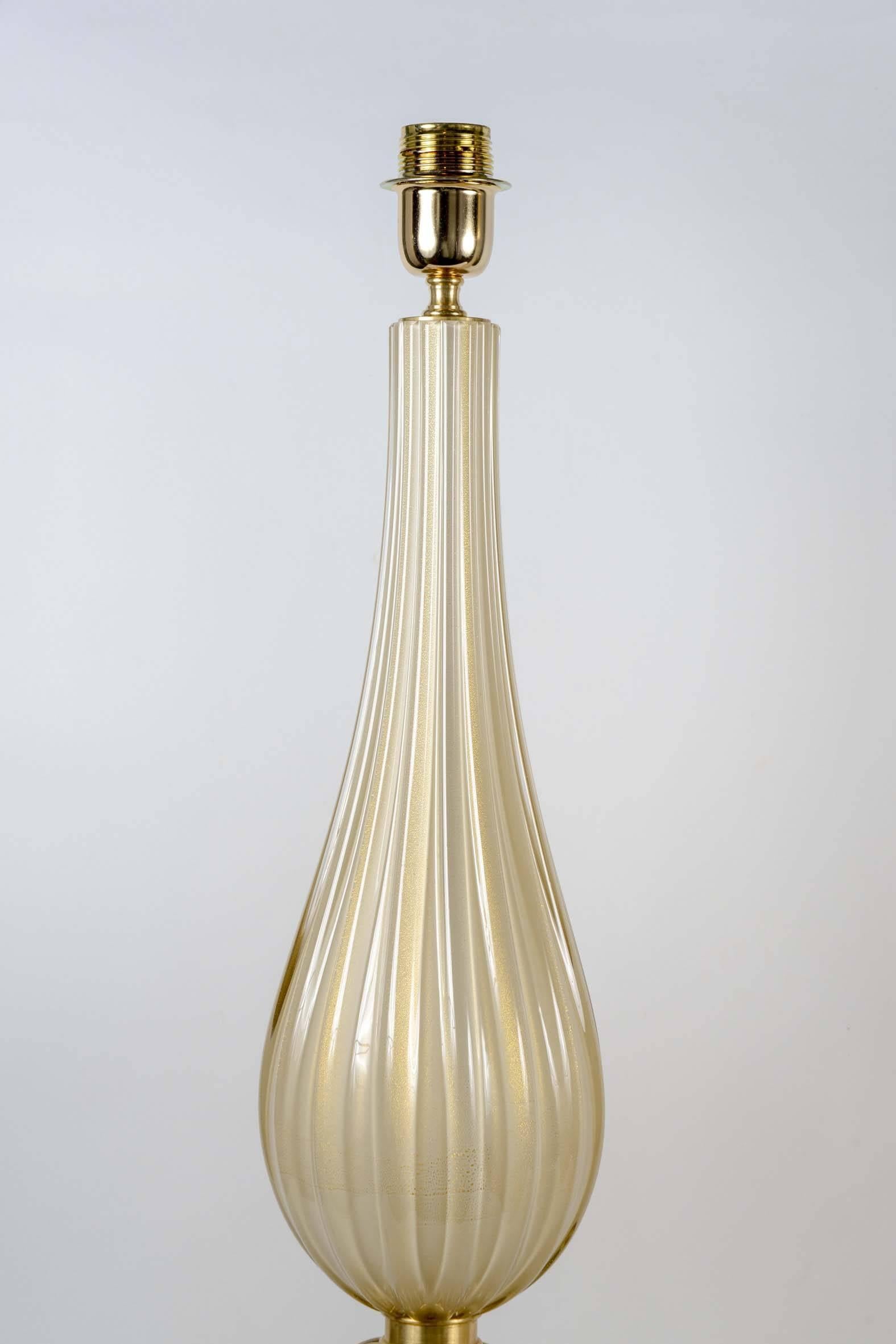 Pair of table lamps in Murano glass.