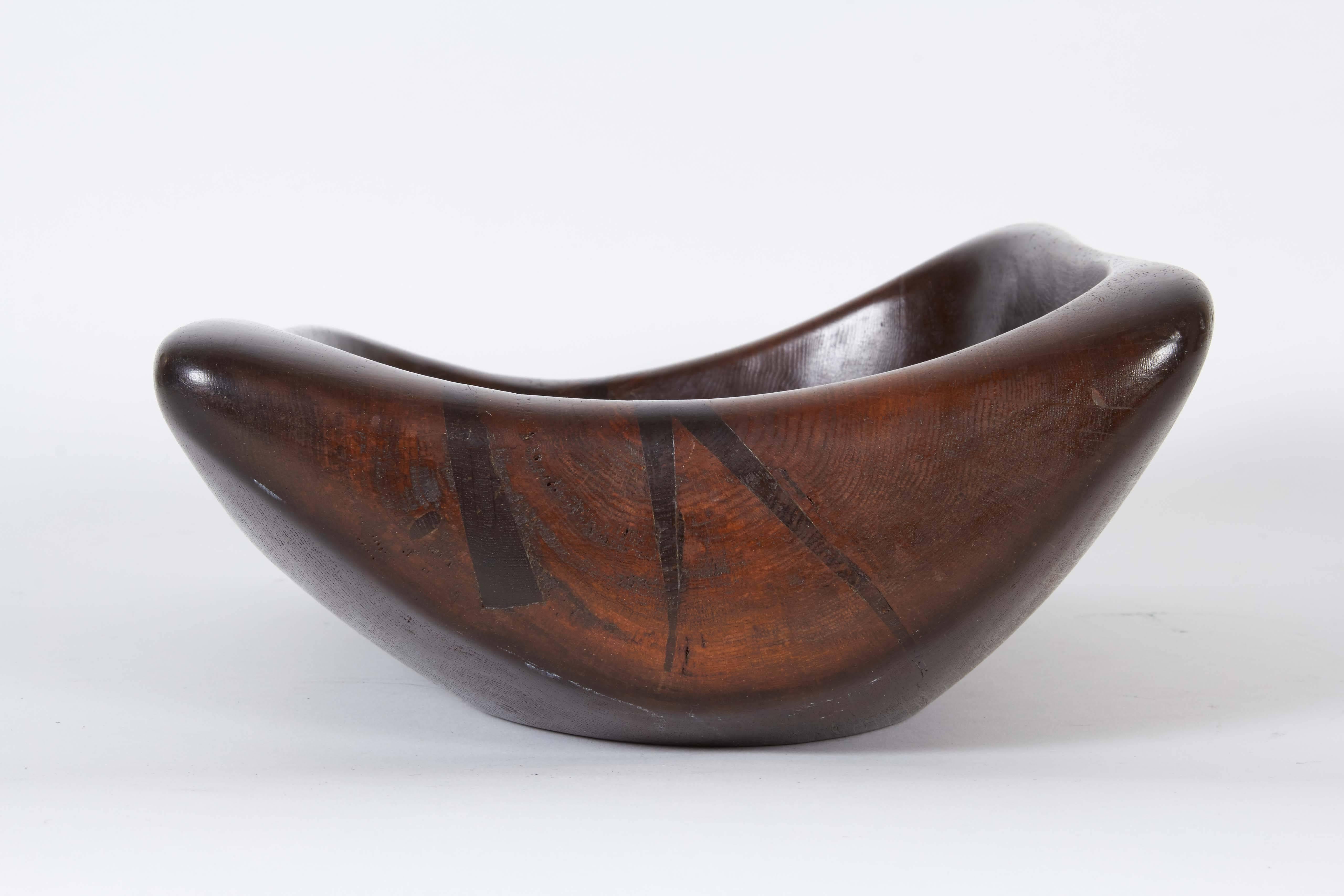 20th Century Handcrafted Hardwood Bread Serving Bowl