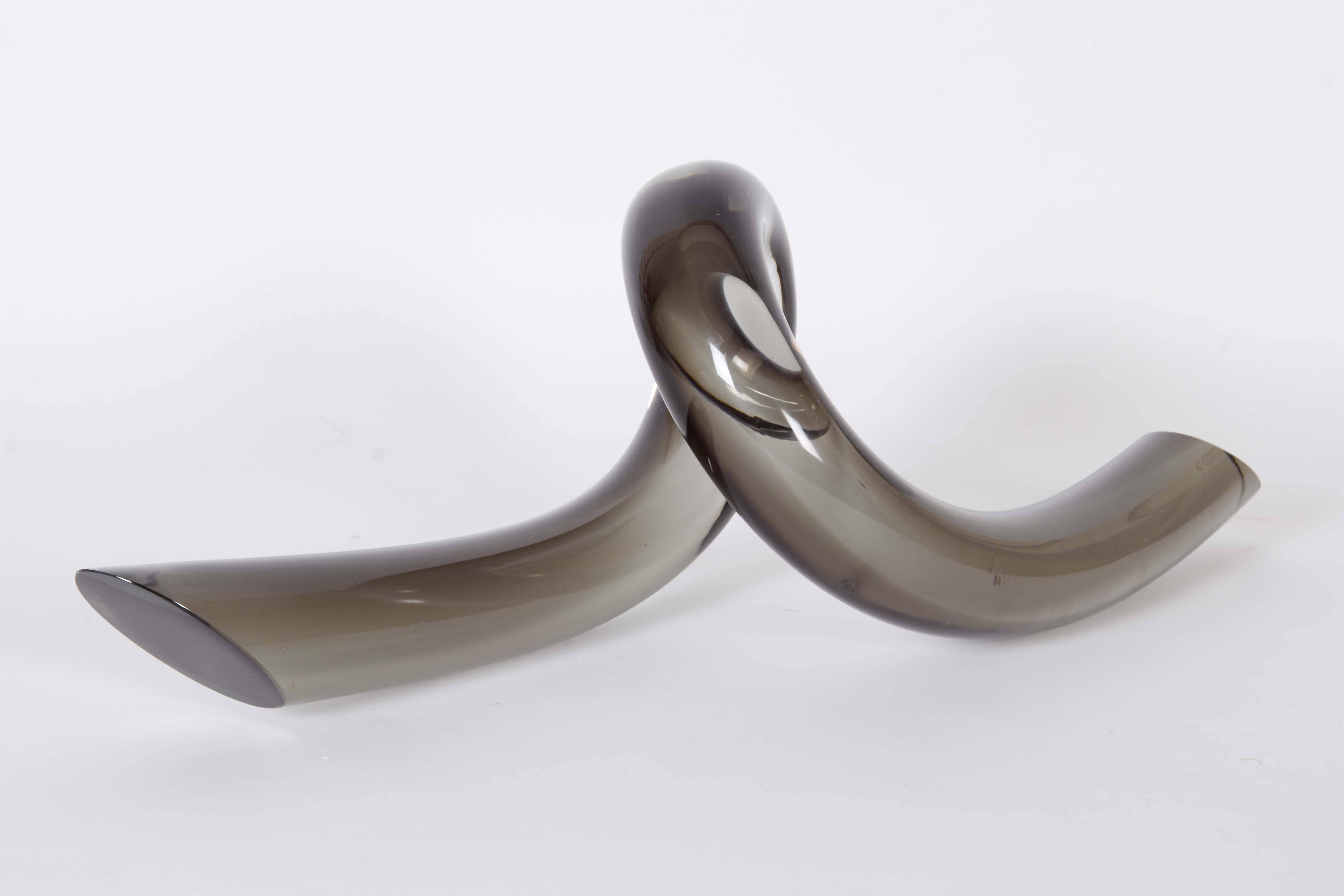 Italian Murano Smoked Glass 'Twist' Abstract Sculpture