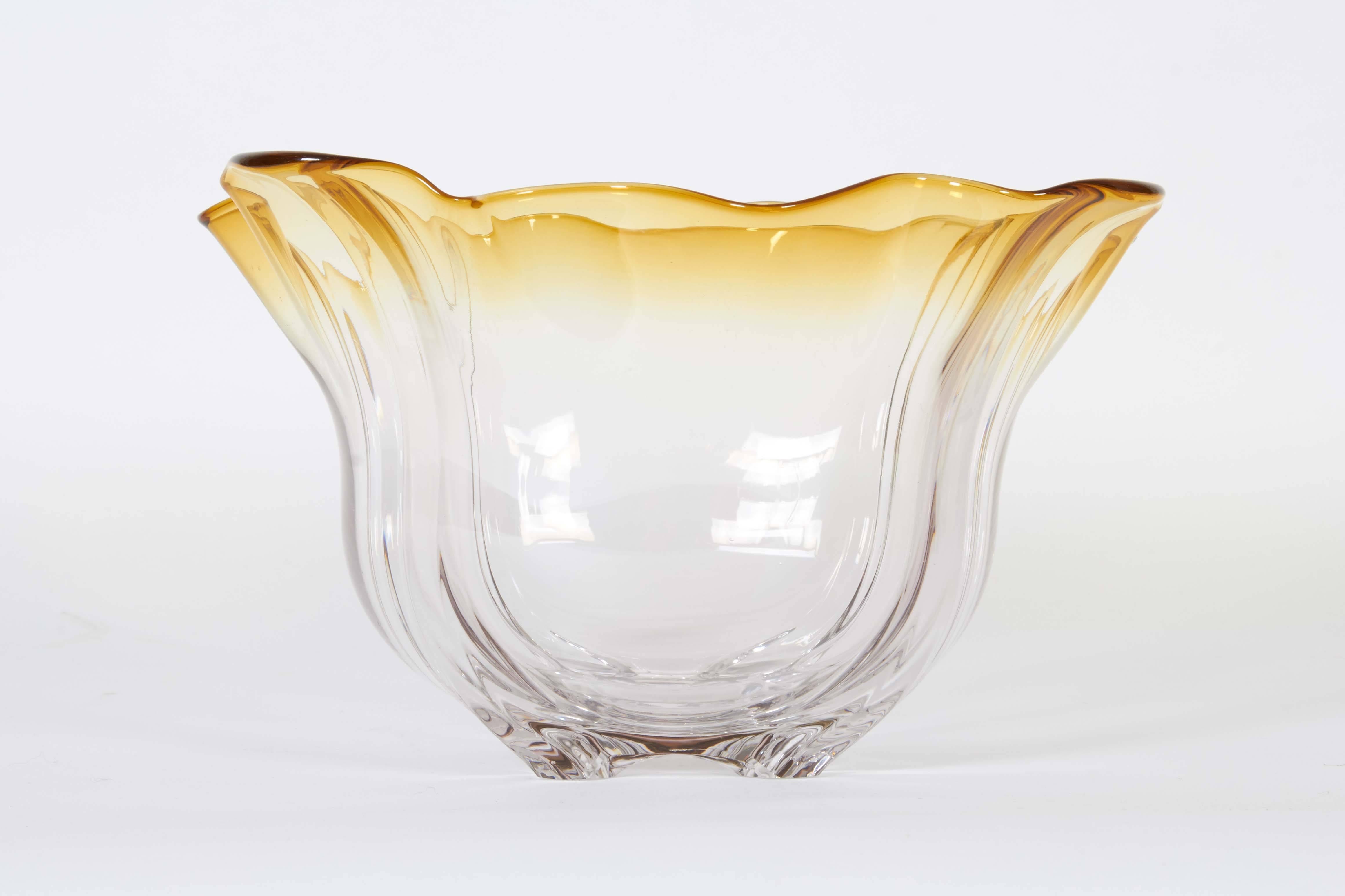 Art Nouveau Frederick Carder for Steuben Glass 'Grotesque' Amber Bowl