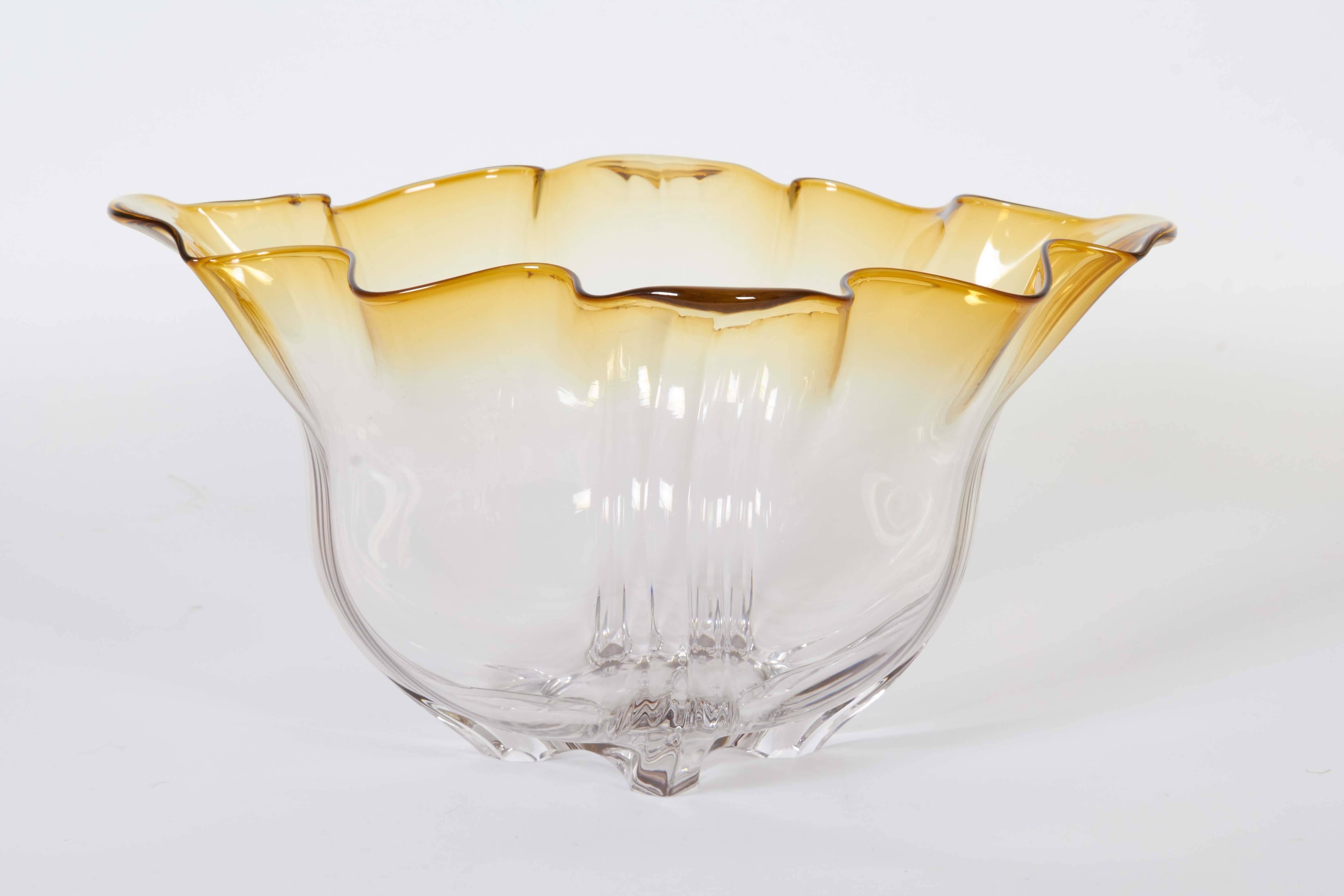 Frederick Carder for Steuben Glass 'Grotesque' Amber Bowl In Good Condition In New York, NY