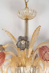 Murano Glass Tulip Chandelier with Gold Accent