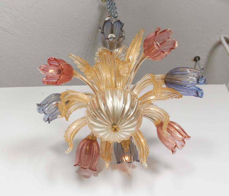 Southport White Tulip Chandelier Exclusive Customizable Logo For Murano Glass Tulip Chandelier With Gold Accent For 2