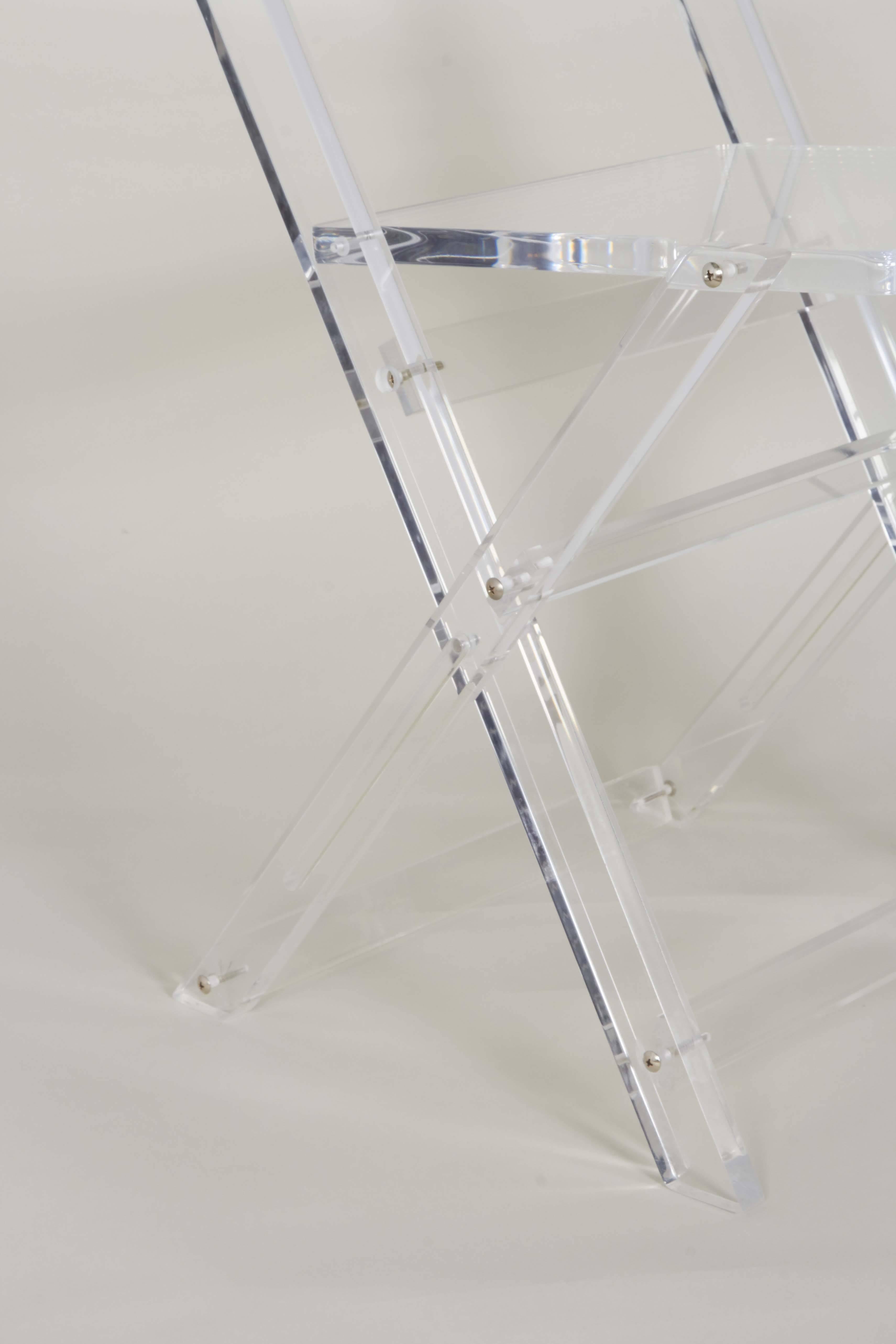 Modern 1970s Lucite Game Table with Four Folding Chairs