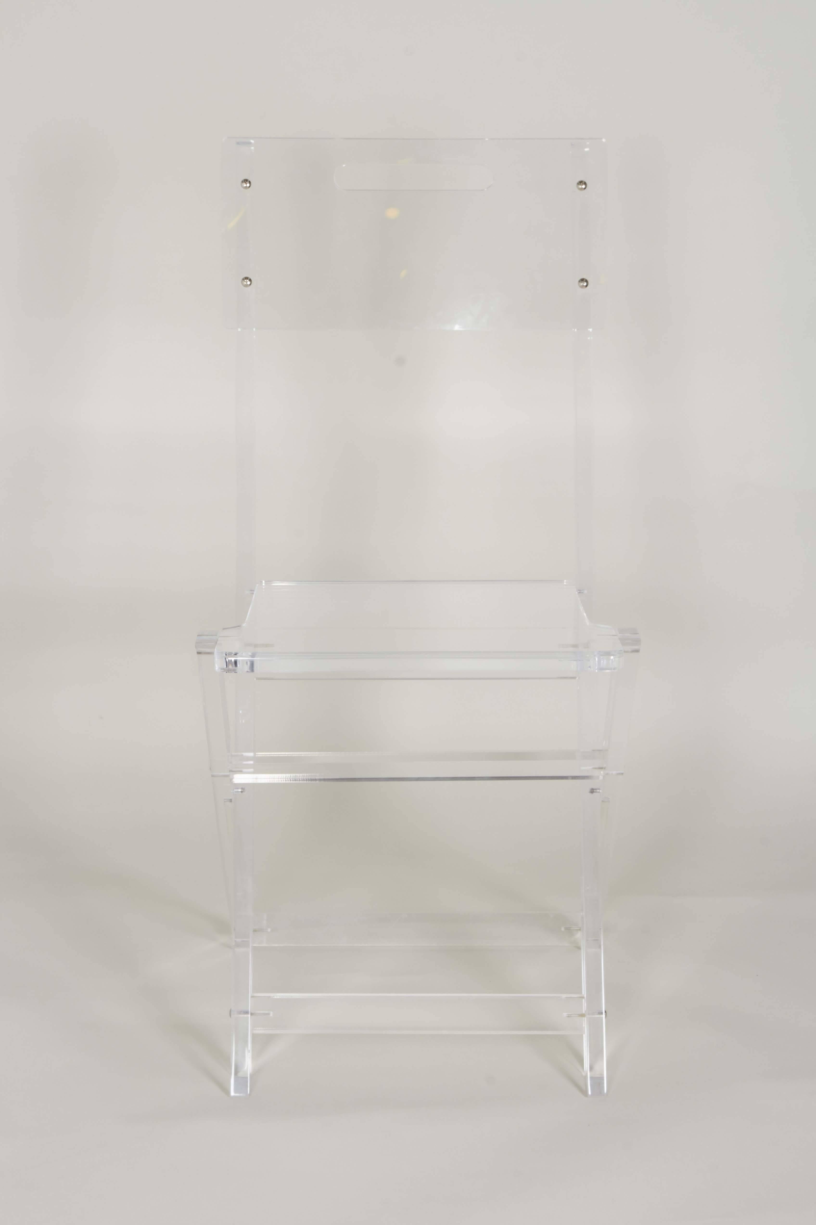 American 1970s Lucite Game Table with Four Folding Chairs