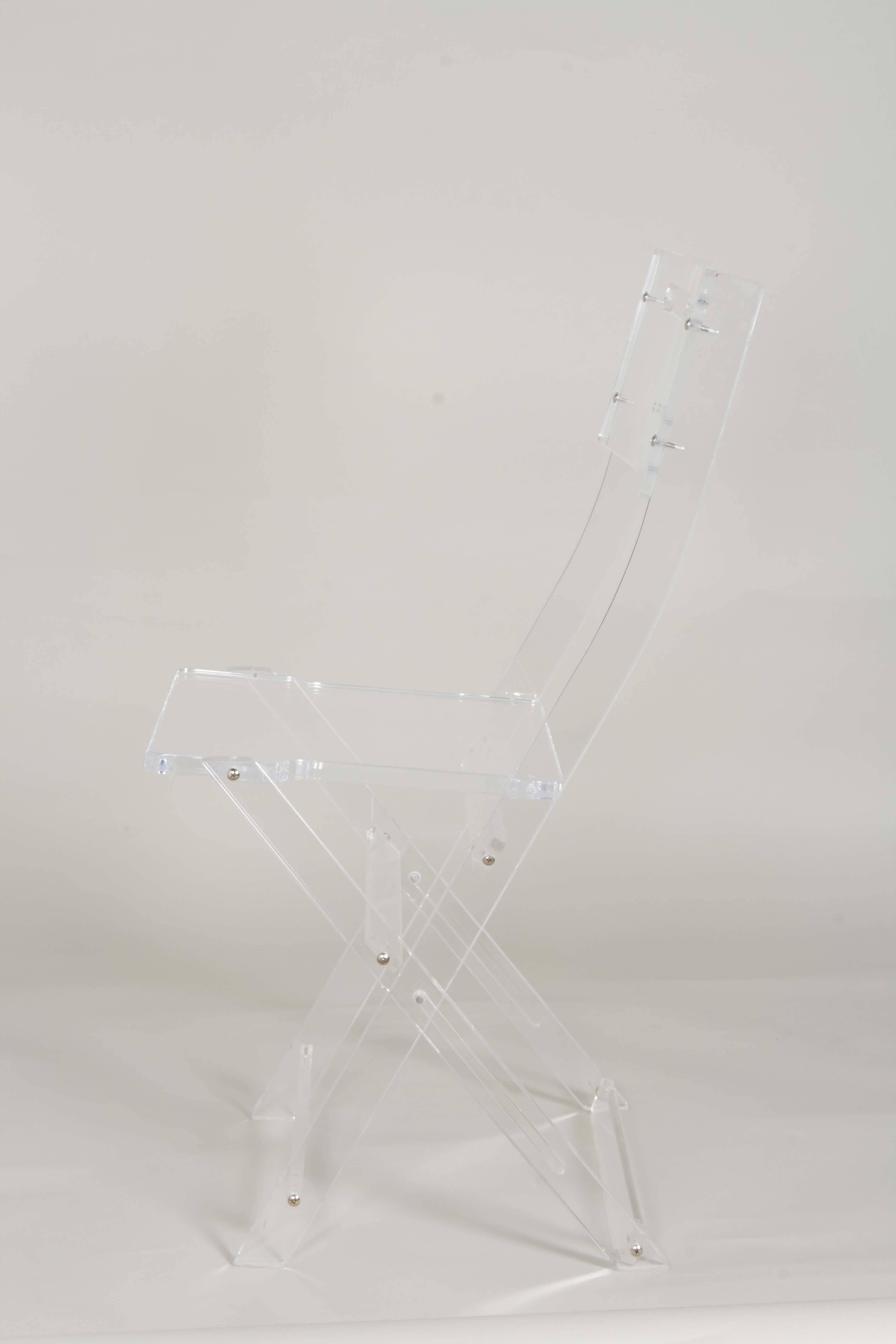 1970s Lucite Game Table with Four Folding Chairs In Good Condition In New York, NY