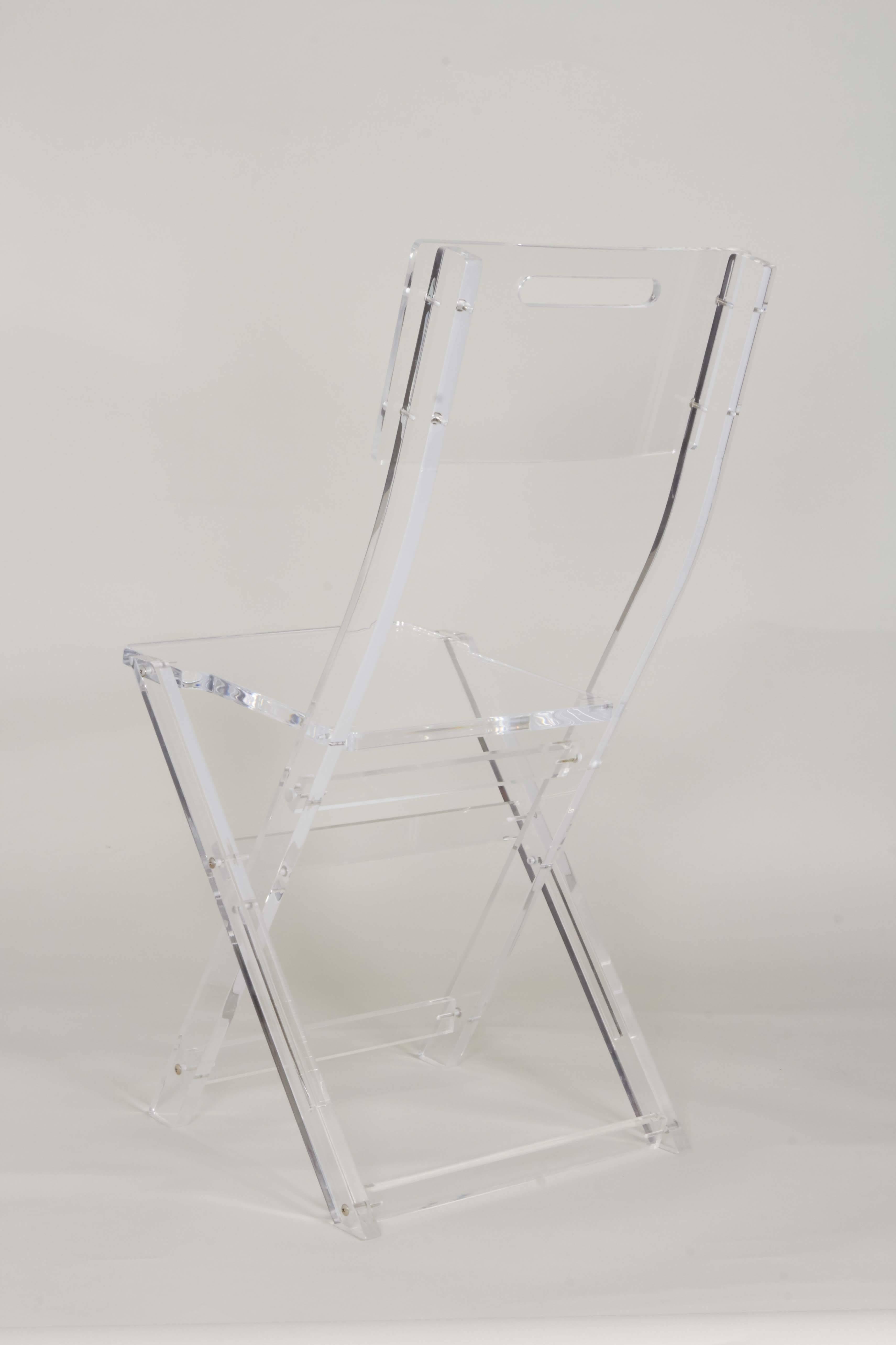 Late 20th Century 1970s Lucite Game Table with Four Folding Chairs