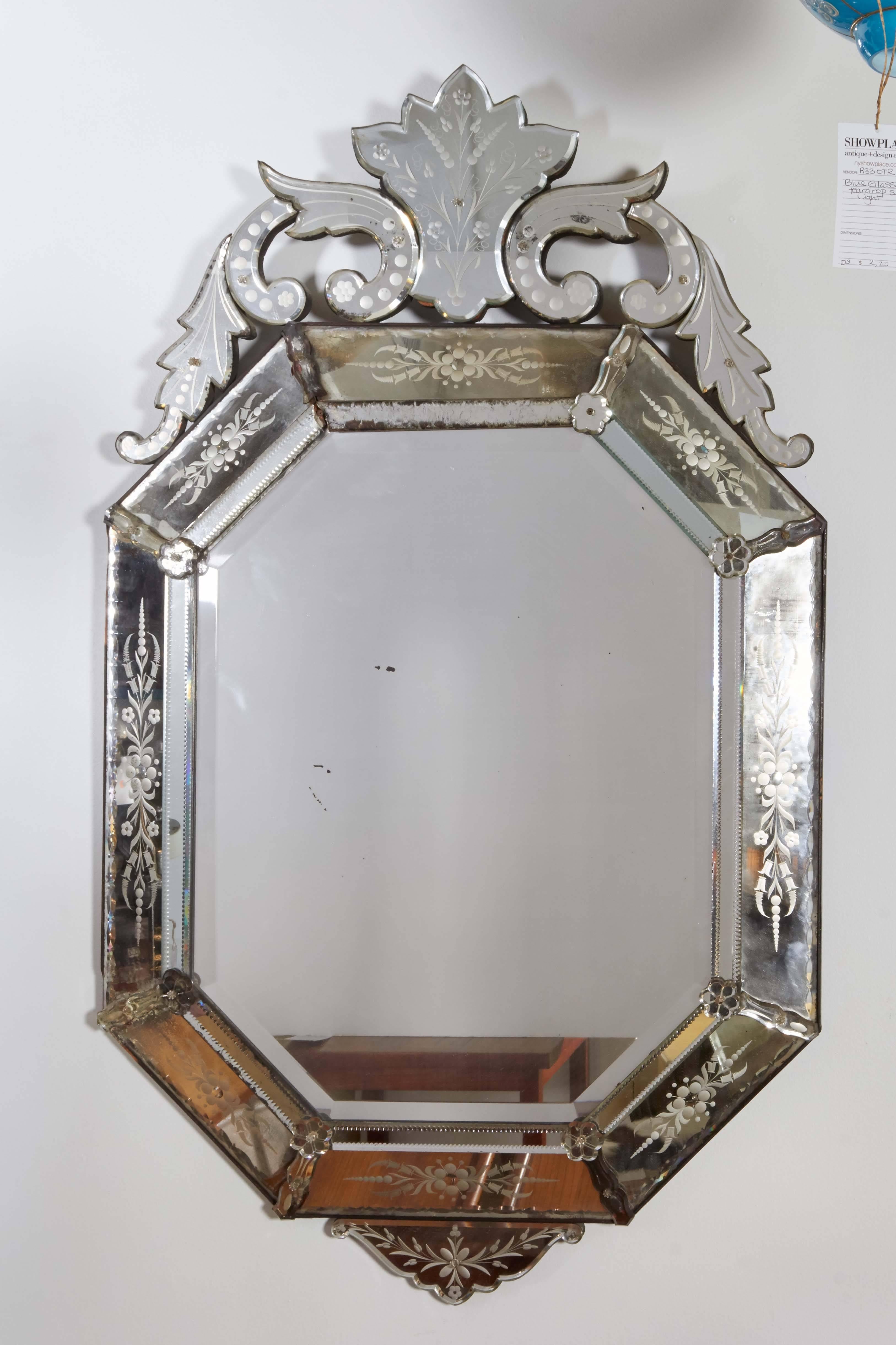 Beveled Hollywood Regency Venetian Octagonal Wall Mirror