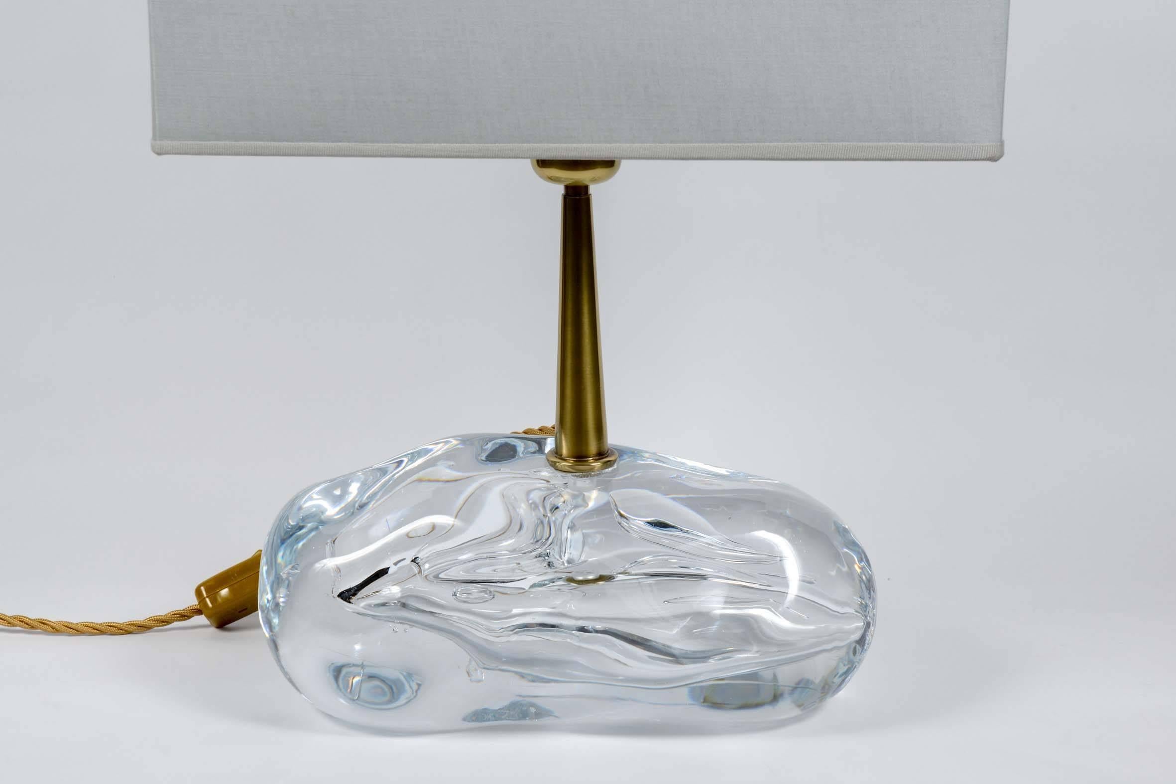 Mid-Century Modern Pair of Sassone Glass and Brass Angelo Brotto for Esperia Table Lamps For Sale