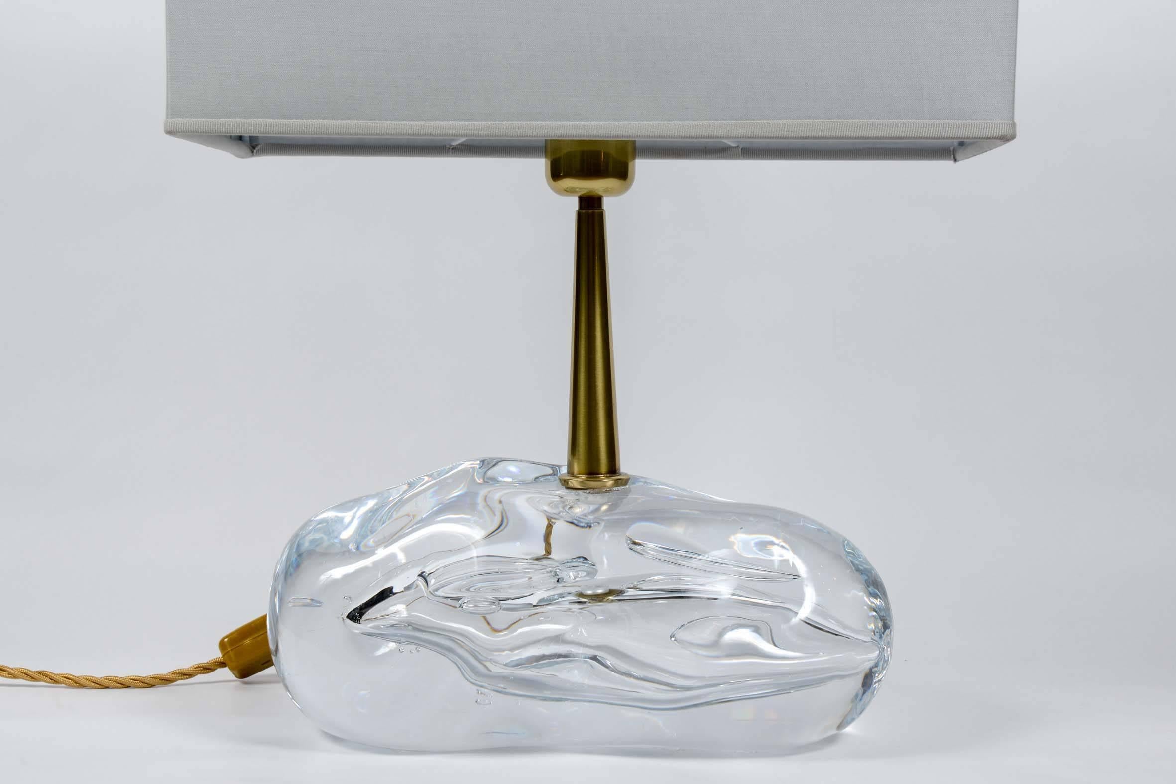 Italian Pair of Sassone Glass and Brass Angelo Brotto for Esperia Table Lamps For Sale