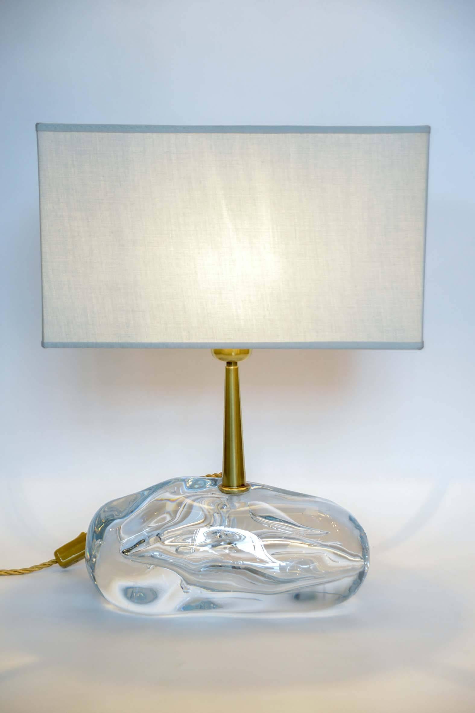 Pair of Sassone Glass and Brass Angelo Brotto for Esperia Table Lamps In Excellent Condition For Sale In Saint-Ouen, IDF