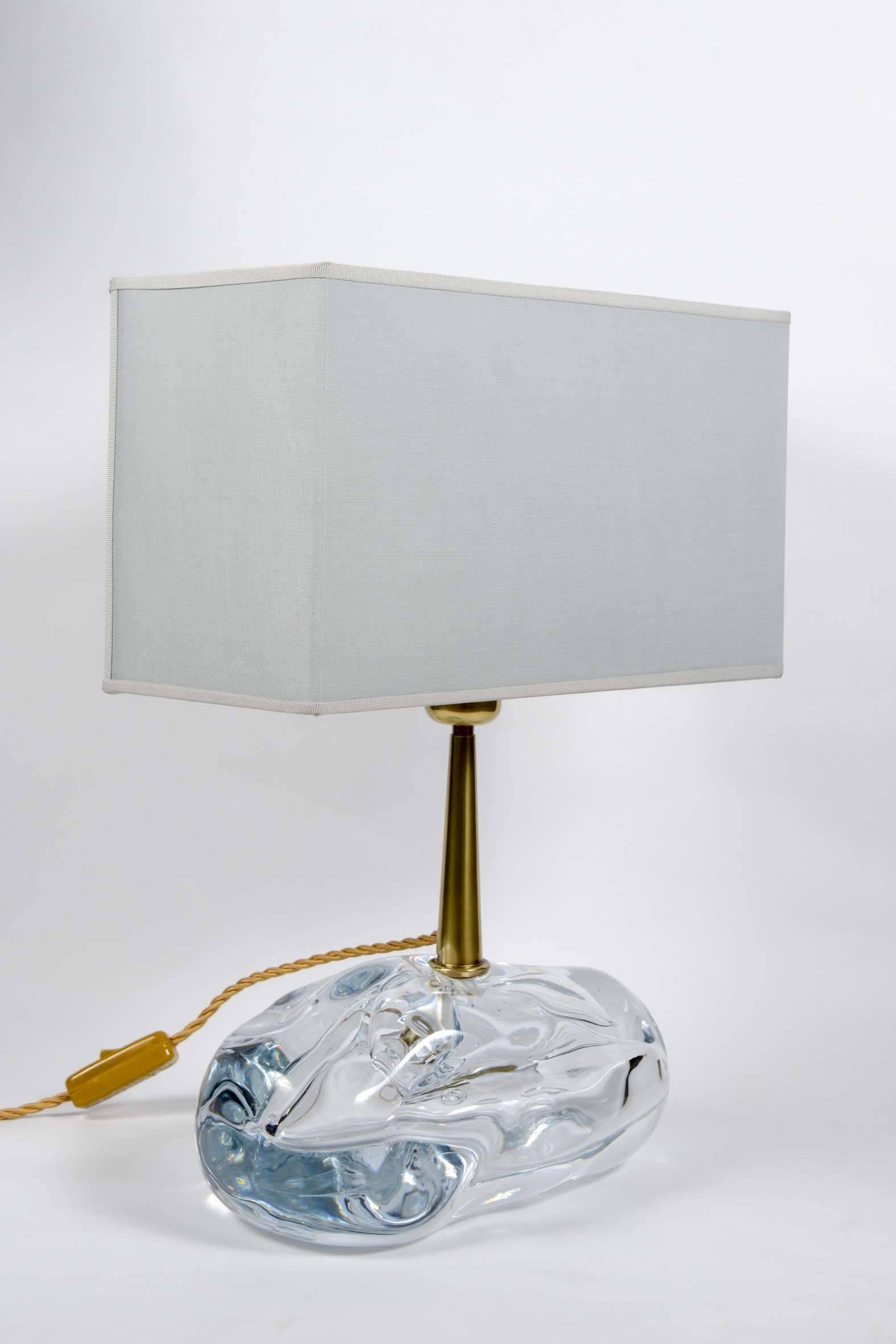 Contemporary Pair of Sassone Glass and Brass Angelo Brotto for Esperia Table Lamps For Sale