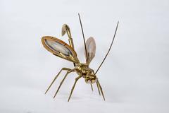 Decorative Brass and Agate Digger Wasp Sculpture Signed by Le Bihan