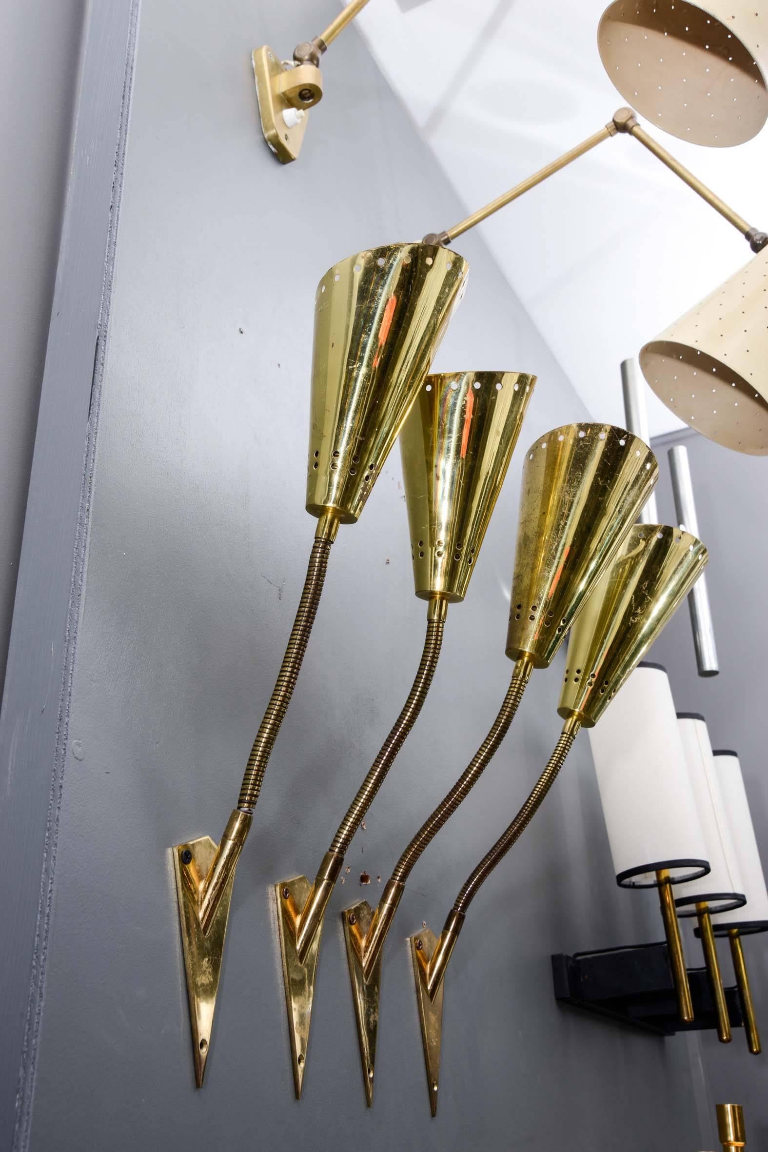Set of Four Articulated Wall Sconces In Good Condition In Saint-Ouen, IDF