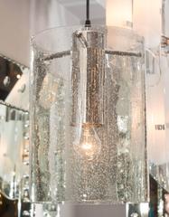 Silver Seeded Glass Tubular Pendant