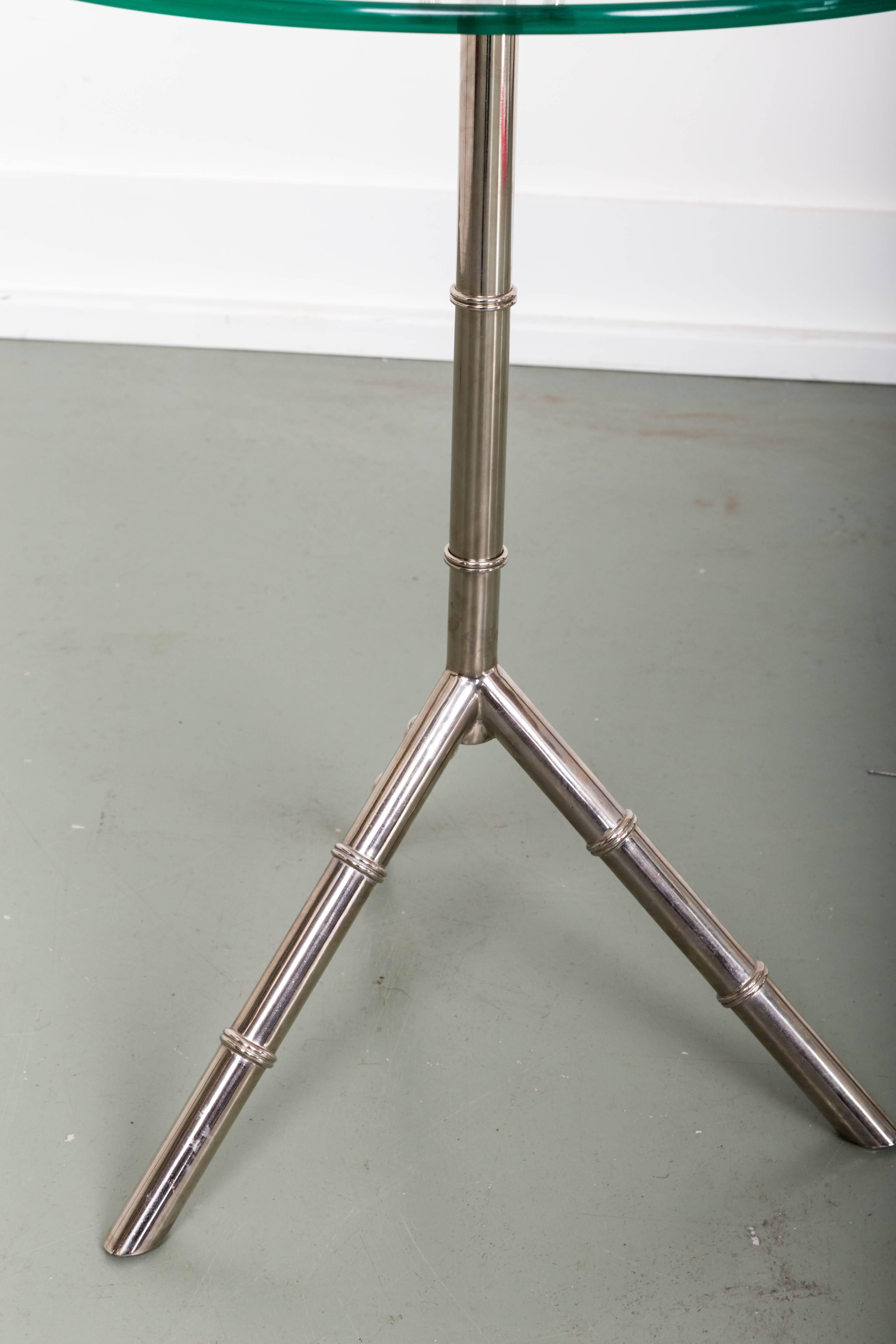 American Modern Glass and Chrome Side Table For Sale