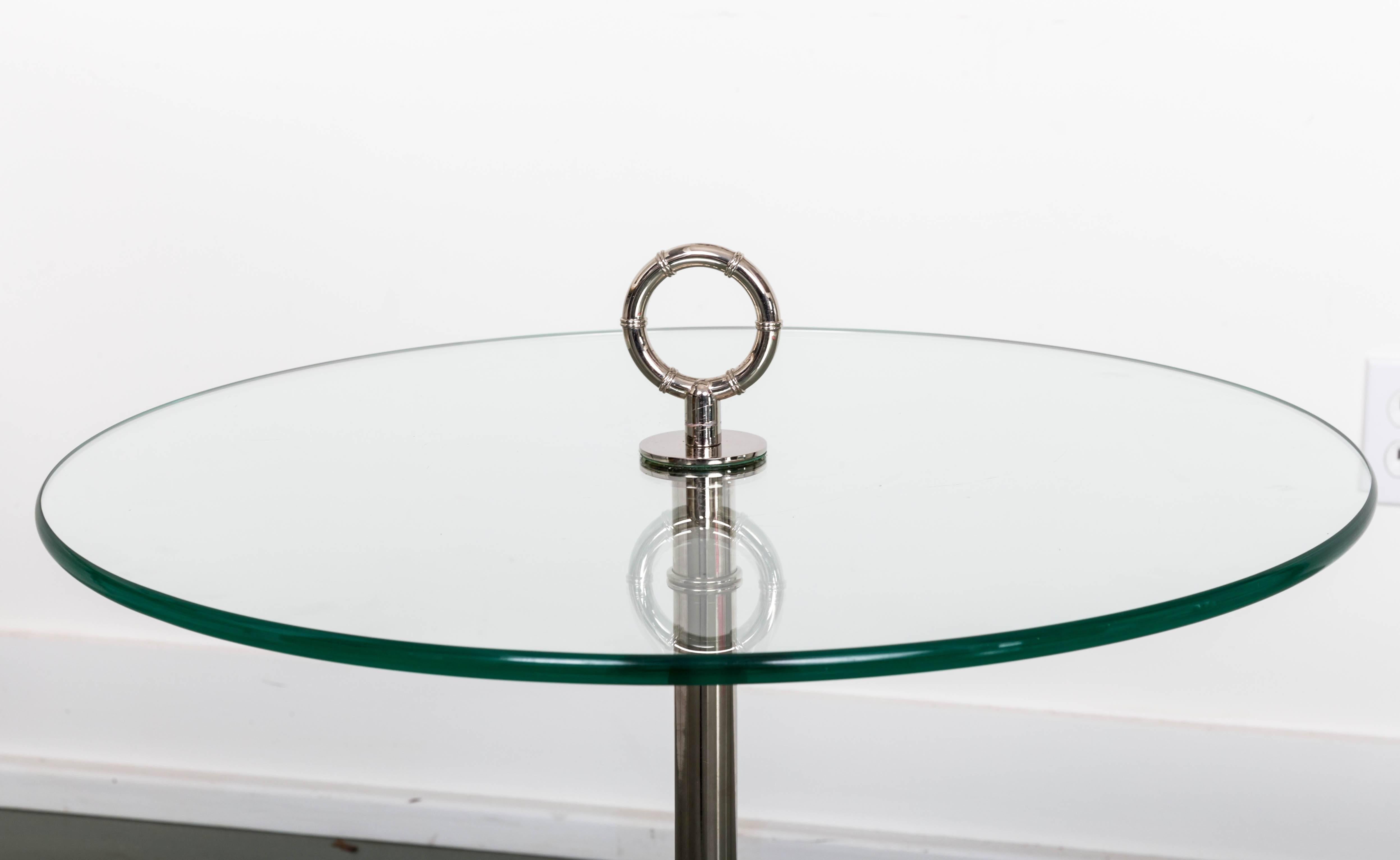 20th Century Modern Glass and Chrome Side Table For Sale