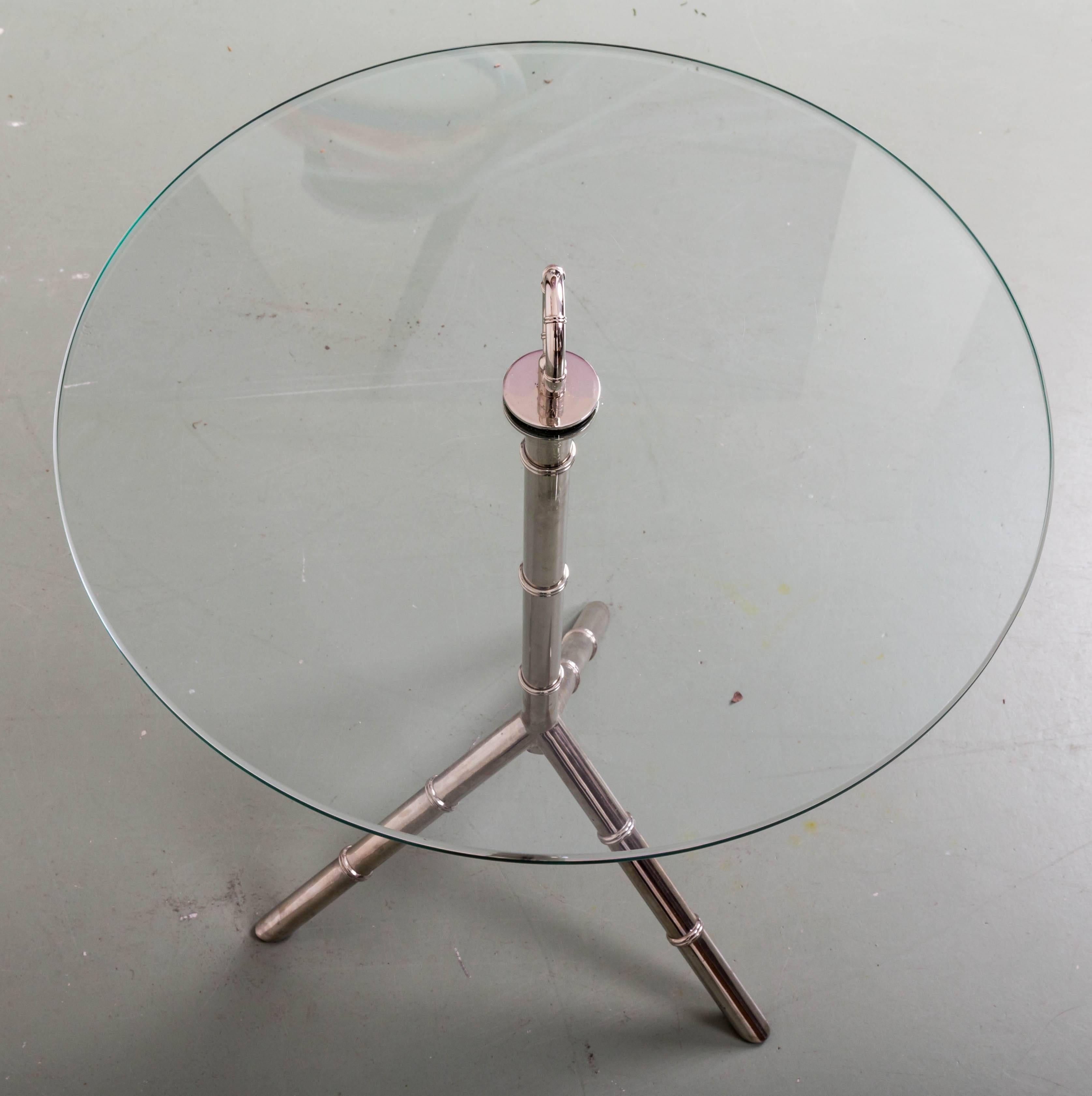 Modern Glass and Chrome Side Table For Sale 1