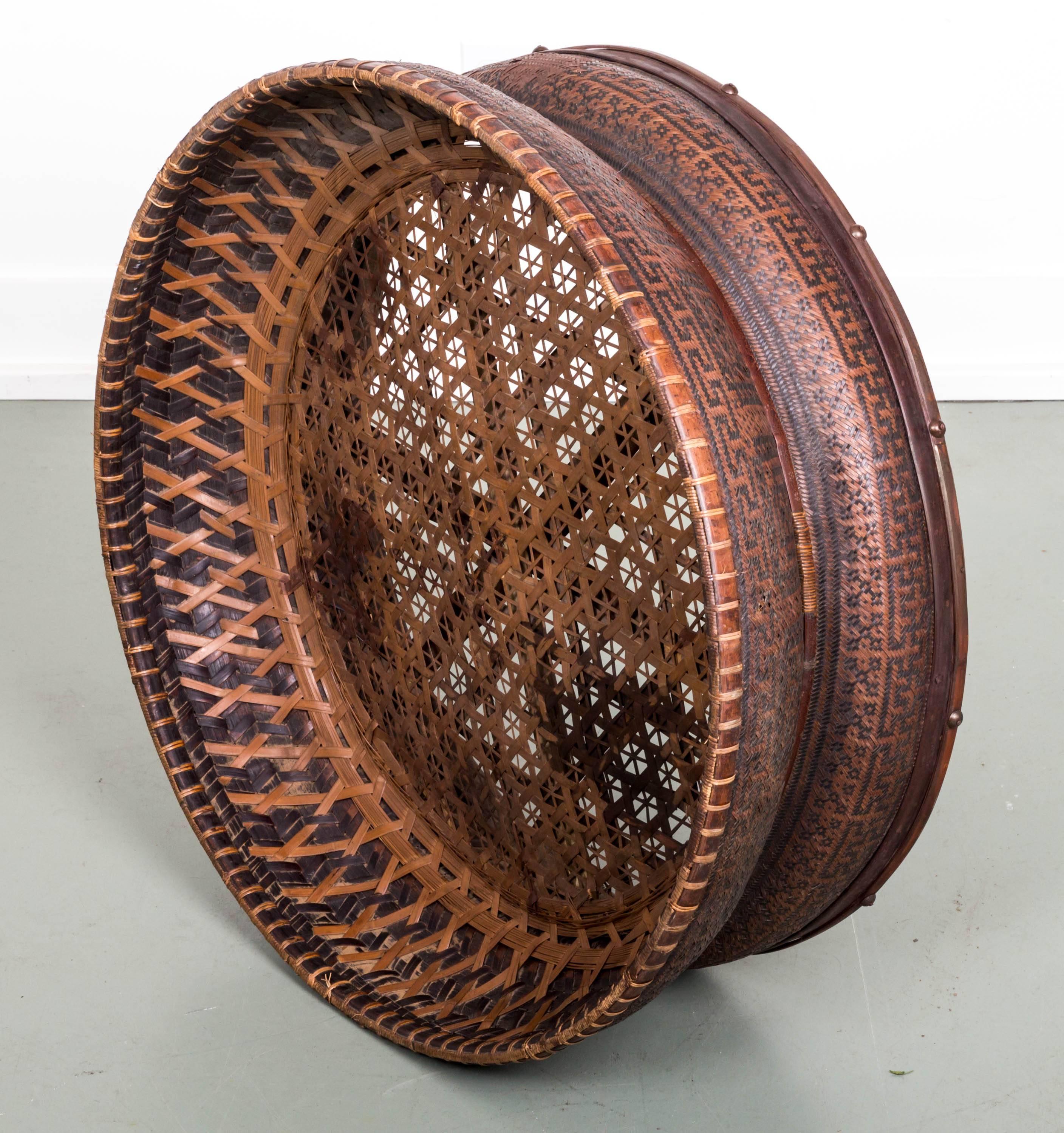 19th Century Monumental Asian Tea Basket For Sale
