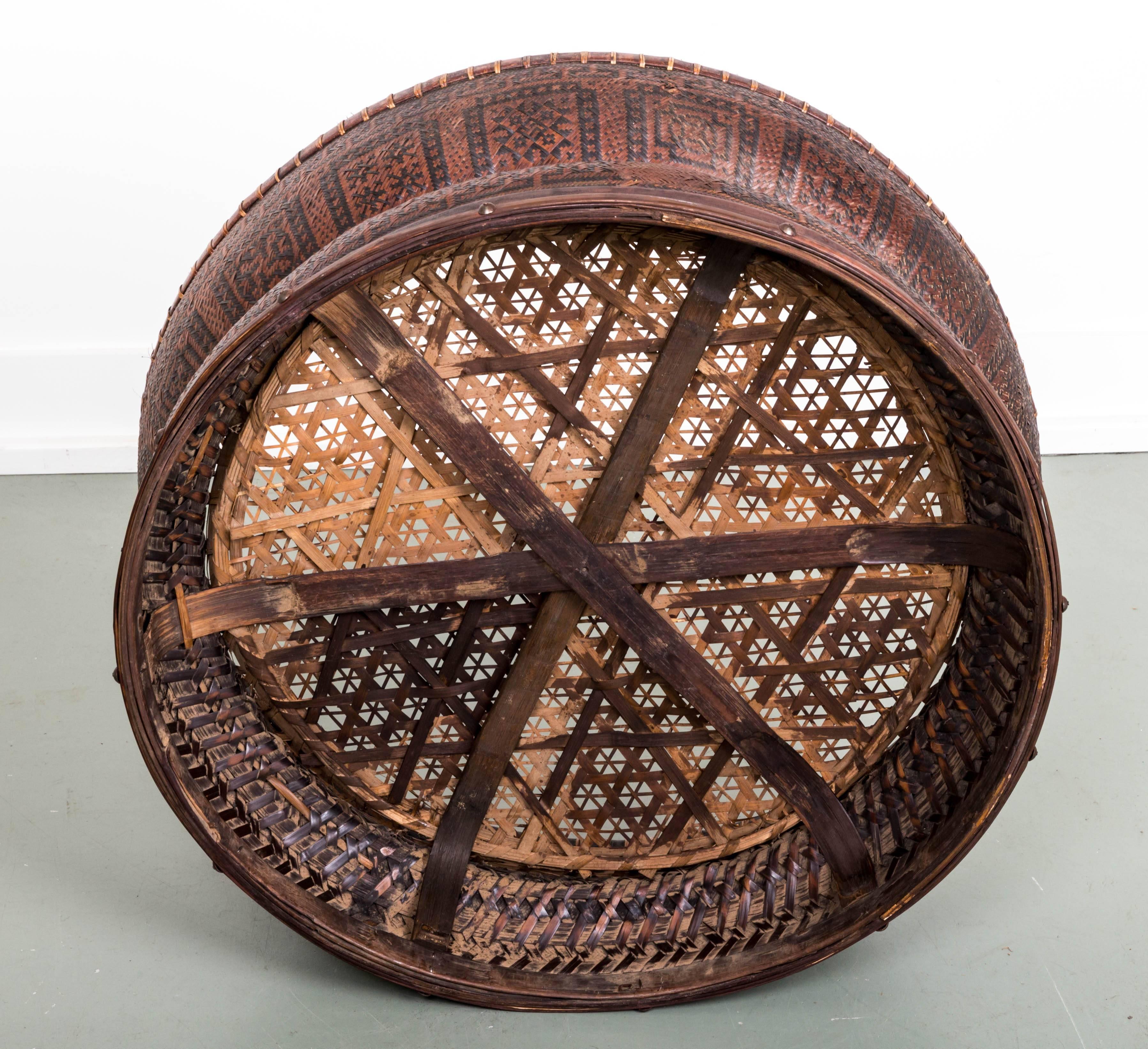 Rattan Monumental Asian Tea Basket For Sale