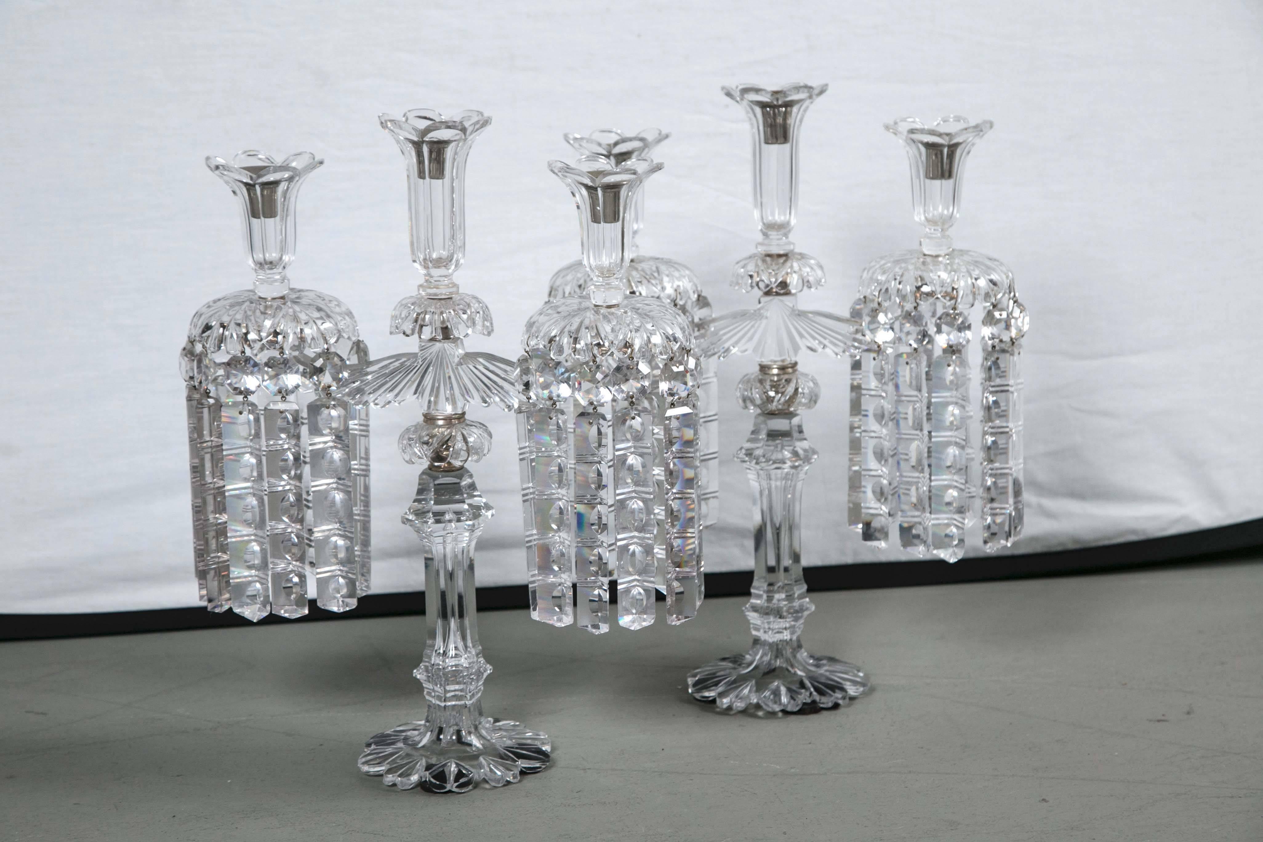 Attributed to Waterford this pair of candleholders is stunning and capture the turn of the century elegance.