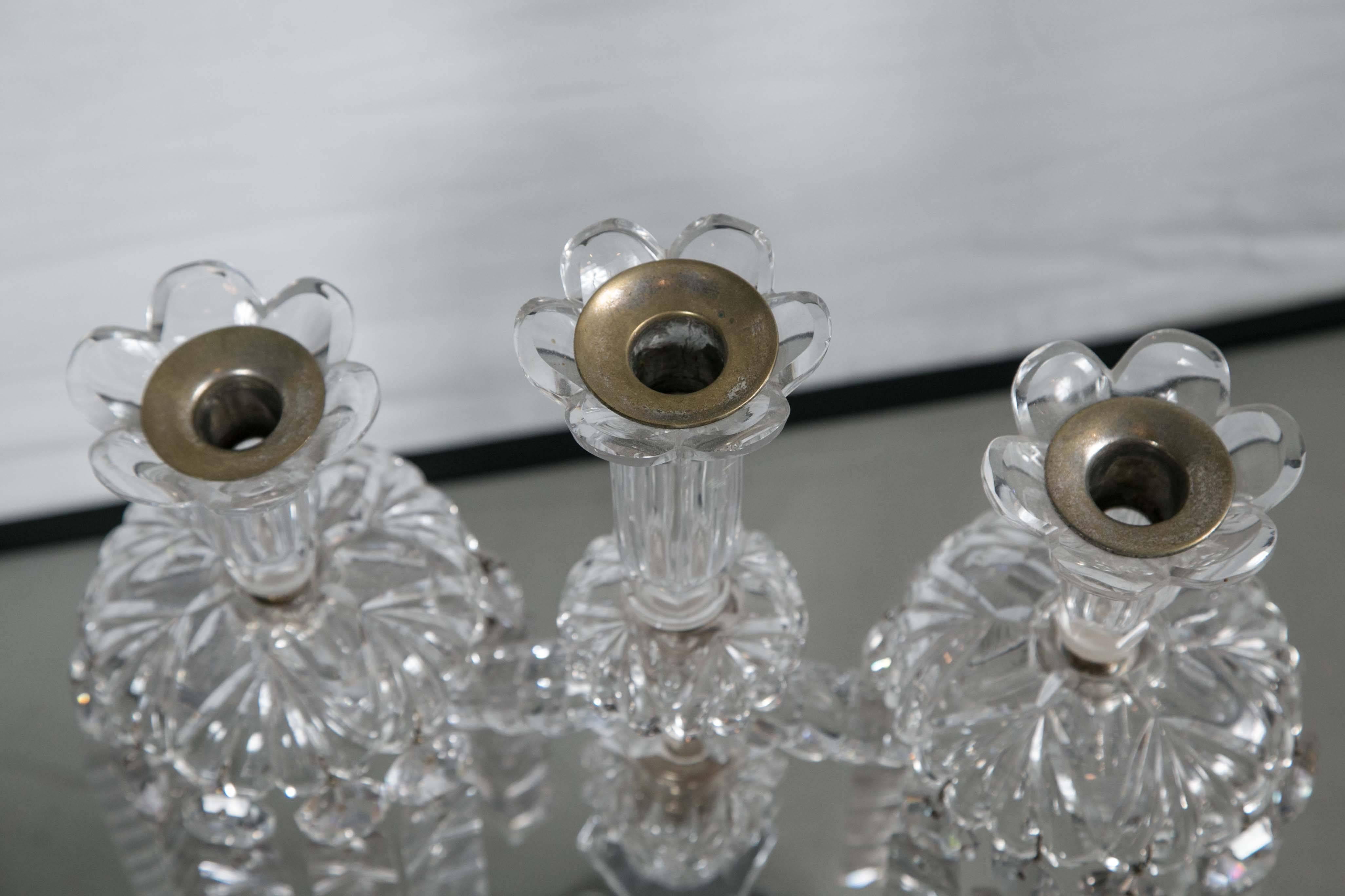 19th Century Turn of the Century Crystal Candleholders For Sale