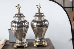 Pair of French Mercury Glass Ginger Jar Table Lamps