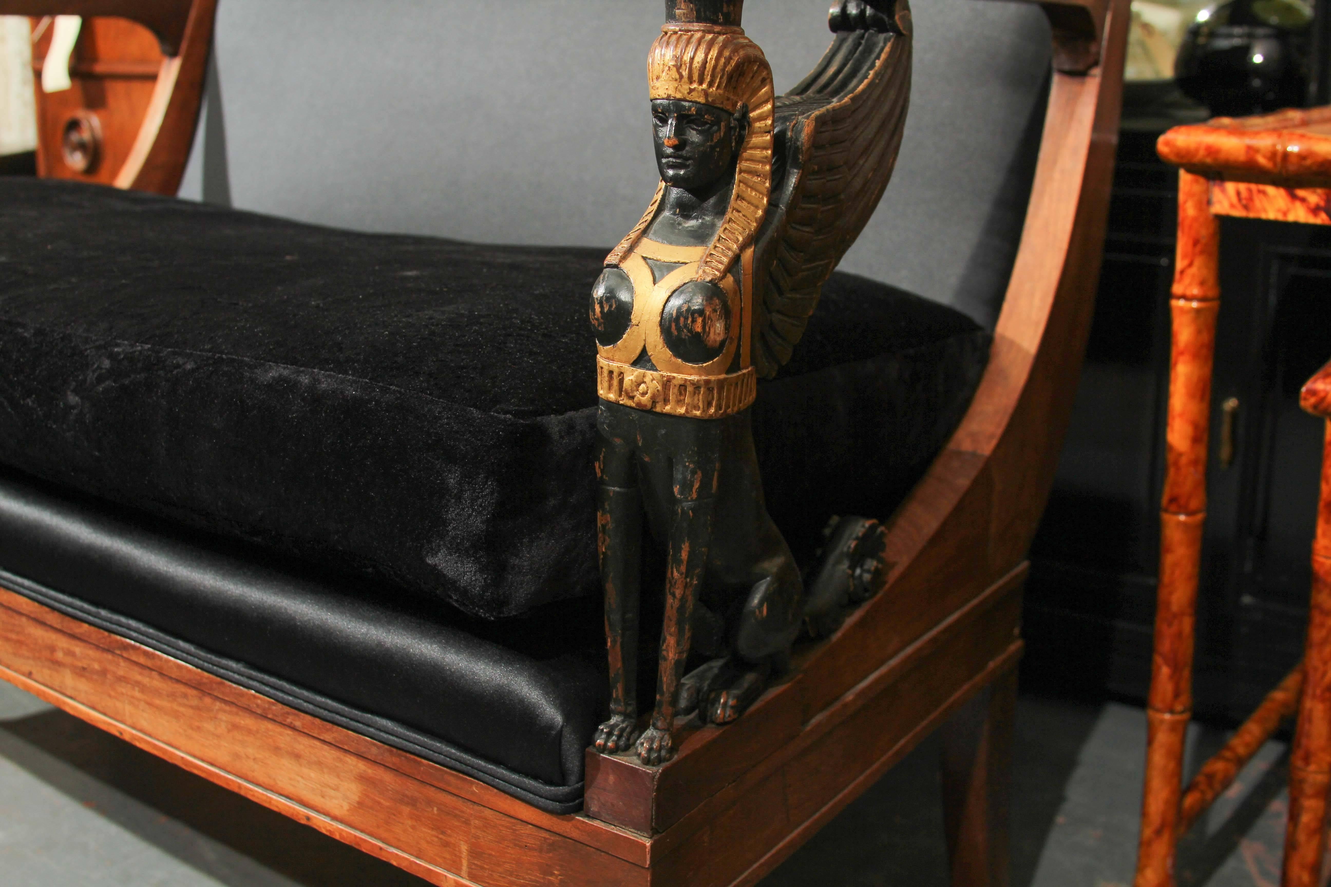 Egyptian Empire style Settee Sofa In Good Condition For Sale In Seattle, WA