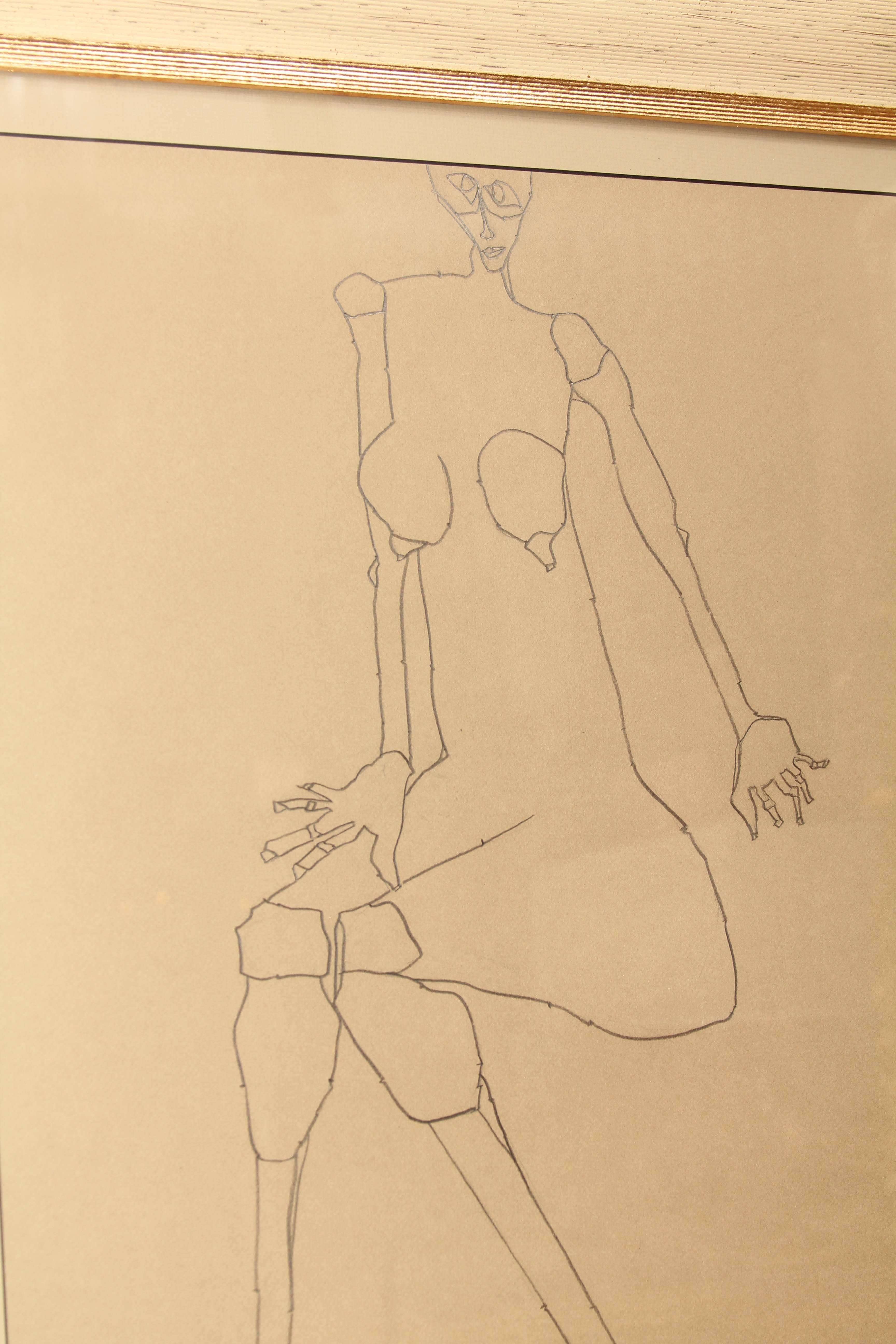 Late 20th Century Graphite Drawing of Female by Martin Sumers For Sale