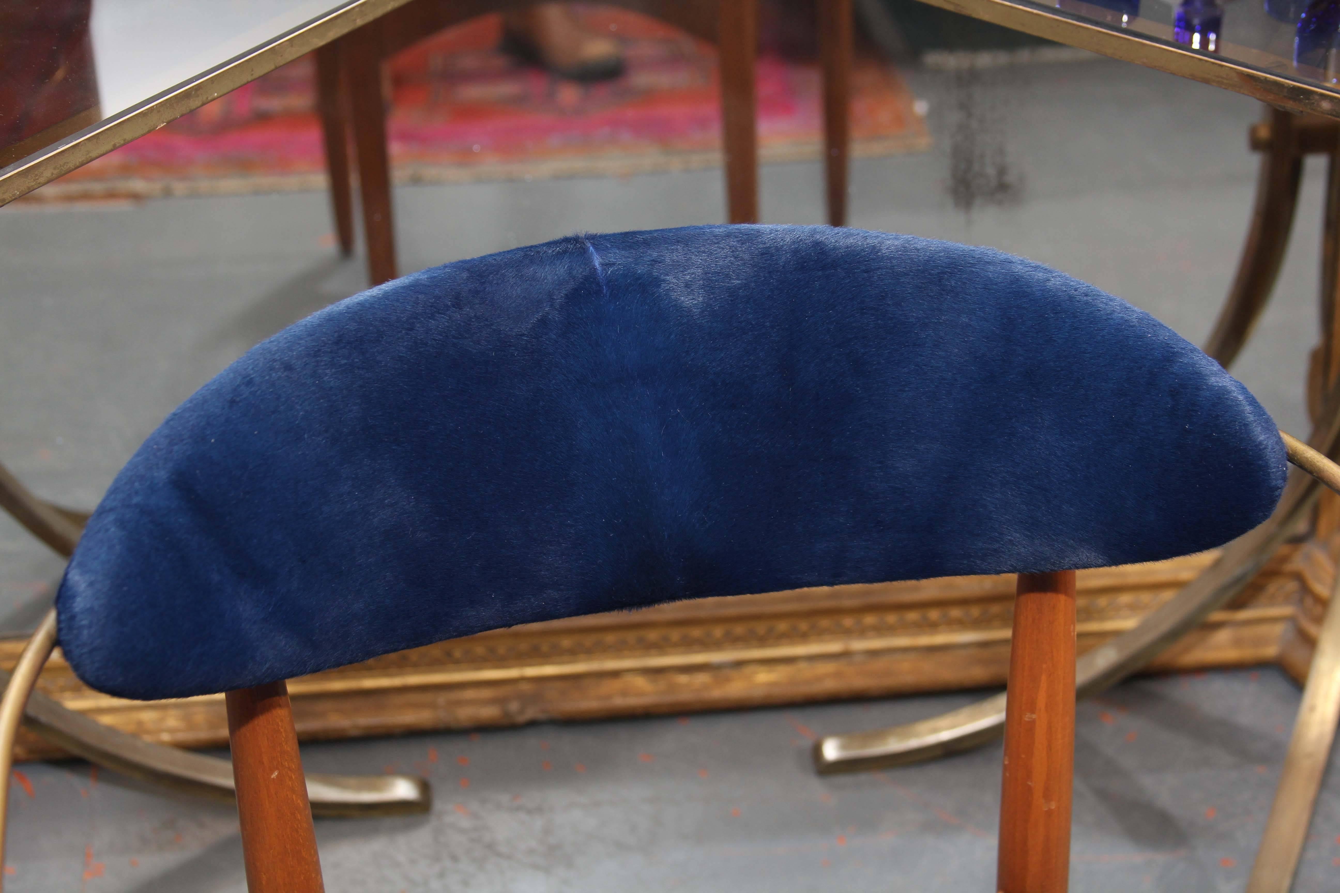 Mid-Century Blue Hide Chair 3