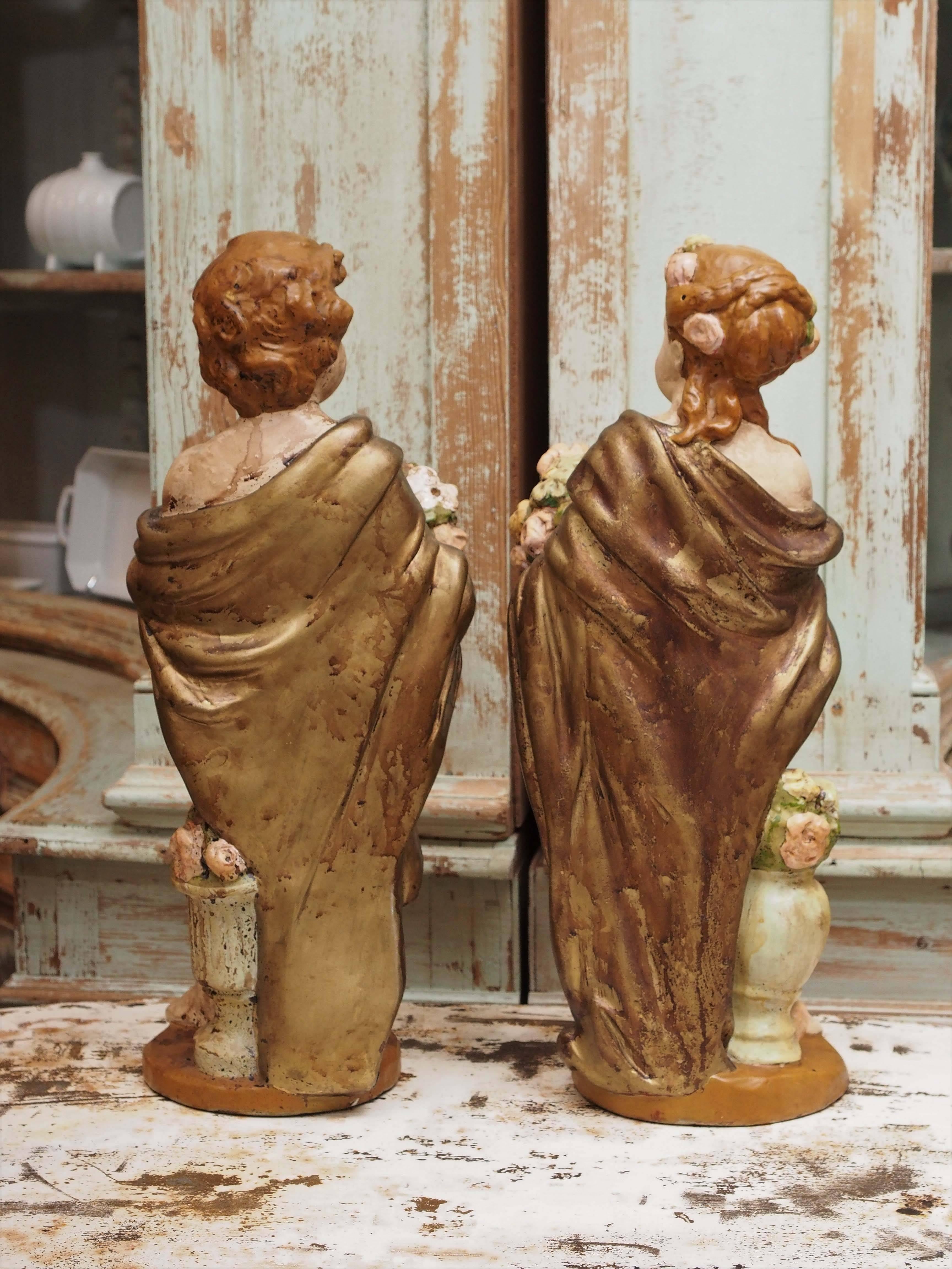 Resin Pair of French Statues For Sale