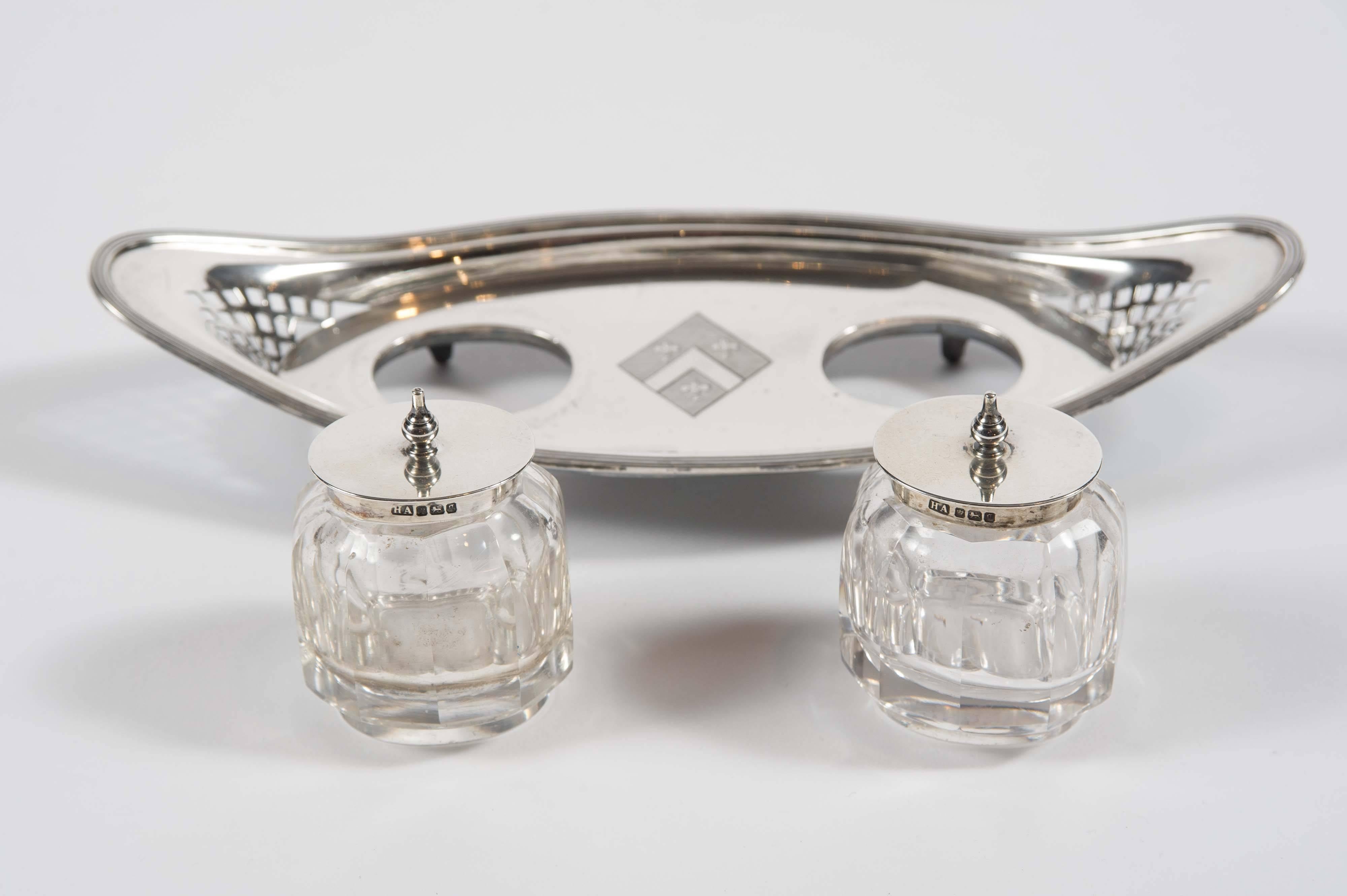 Early 20th Century Silver Inkstand, Sheffield, 1908 by Harry Atkin 1