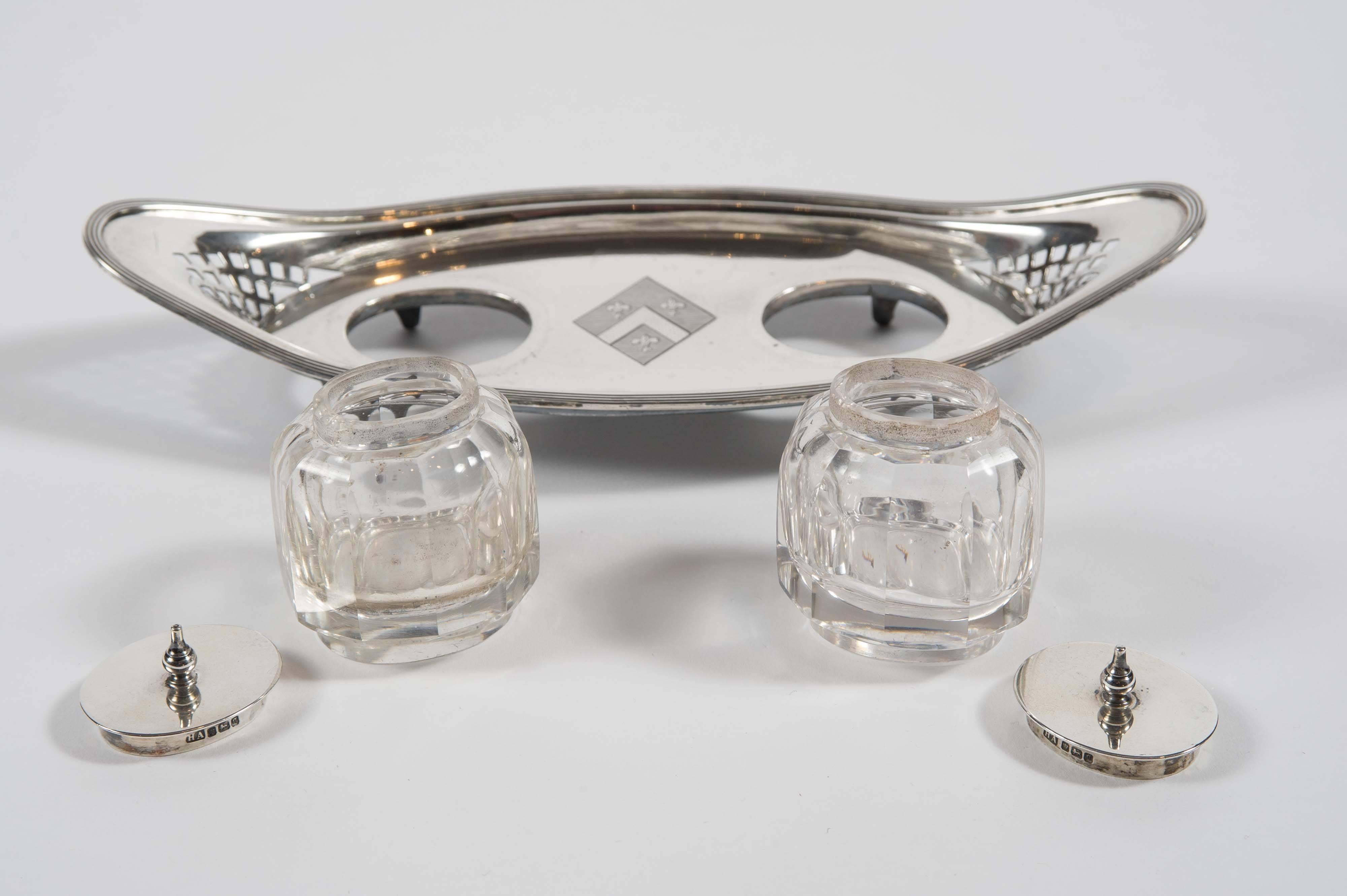 Early 20th Century Silver Inkstand, Sheffield, 1908 by Harry Atkin 2