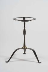 George III Period Steel Trivet with Turned “Vase” Stem and Pierced Circular Top